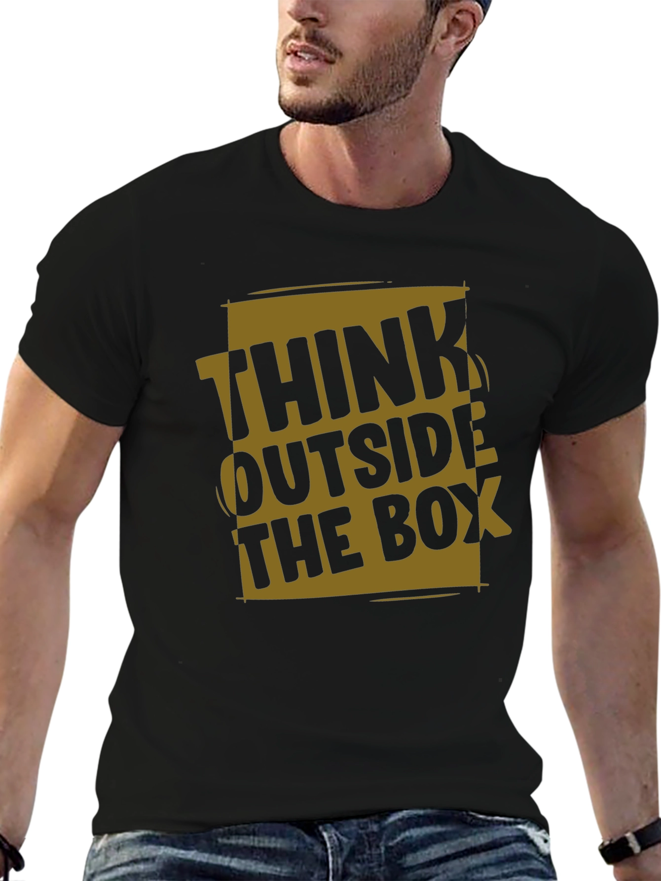 Black Think Outside the Box Graphic T-Shirt view 6