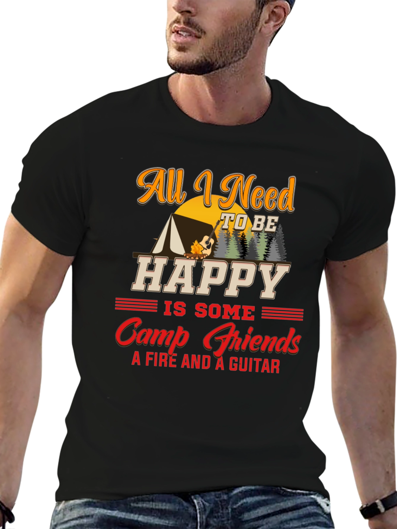 Black Camping Lover T-Shirt - All I Need to be Happy view 6