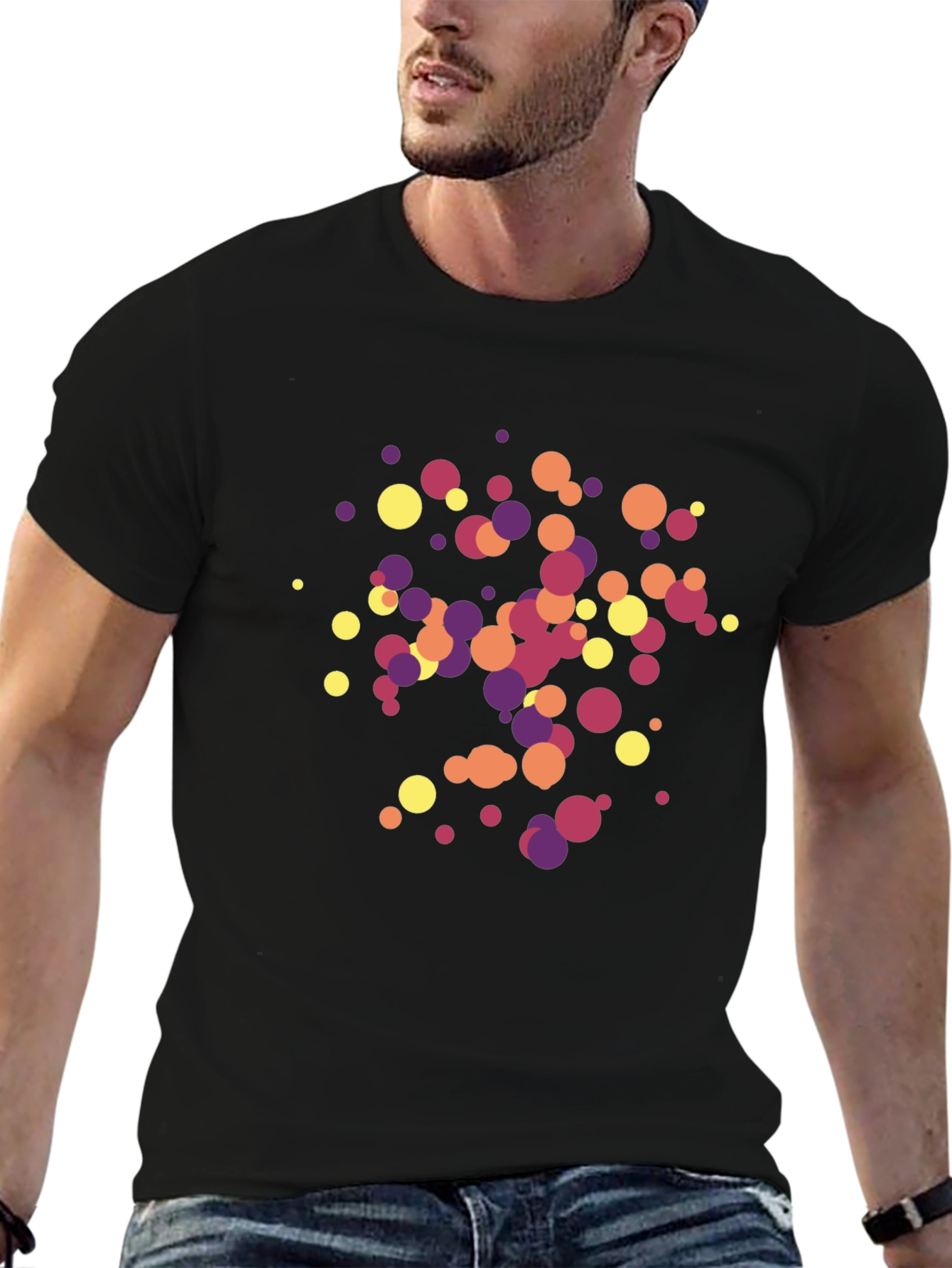 Black Abstract Circles Black T-Shirt view 6