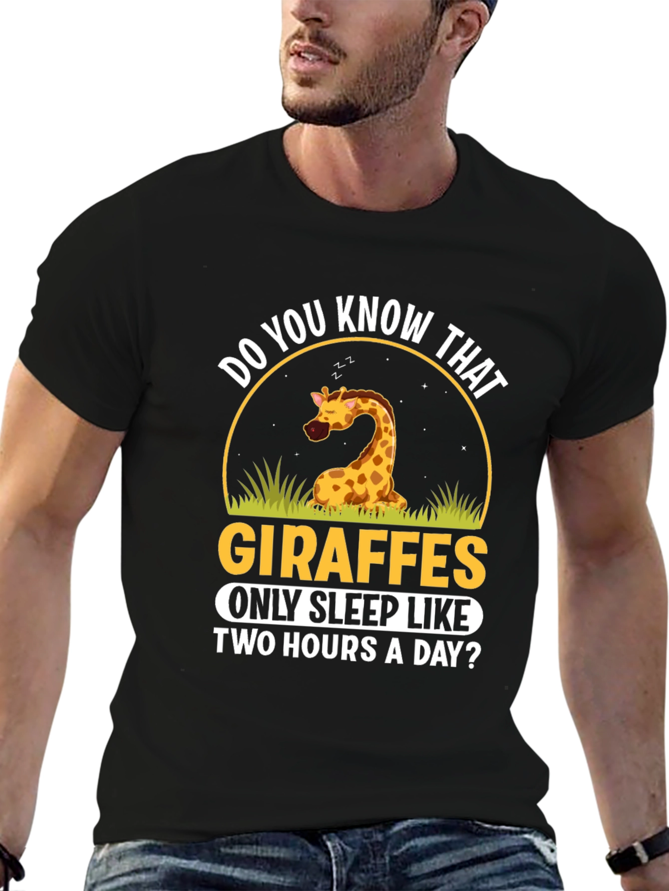 Black Giraffe Sleep T-Shirt - Do You Know That? Funny Graphic Tee view 6