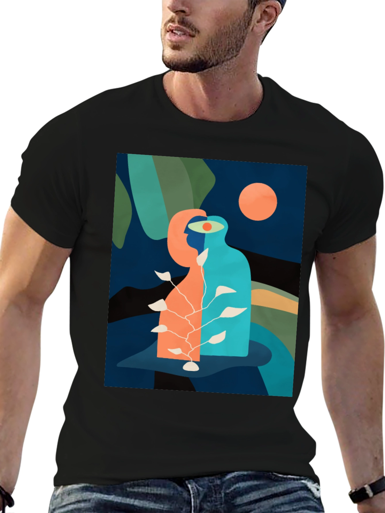 Black Abstract Art Graphic Tee - Modern Design, Unisex Fit view 6
