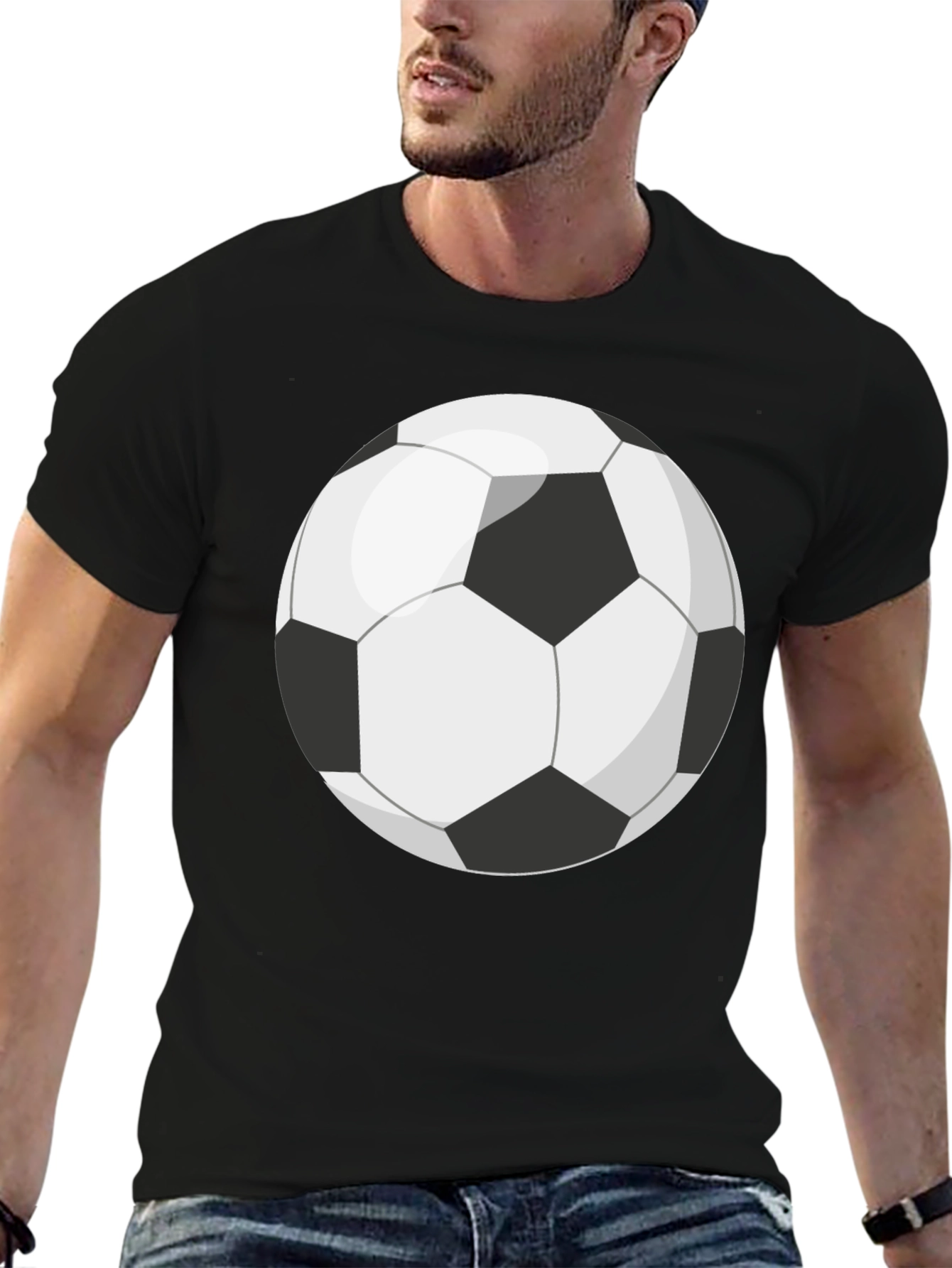 Black Soccer Ball Graphic T-Shirt view 6