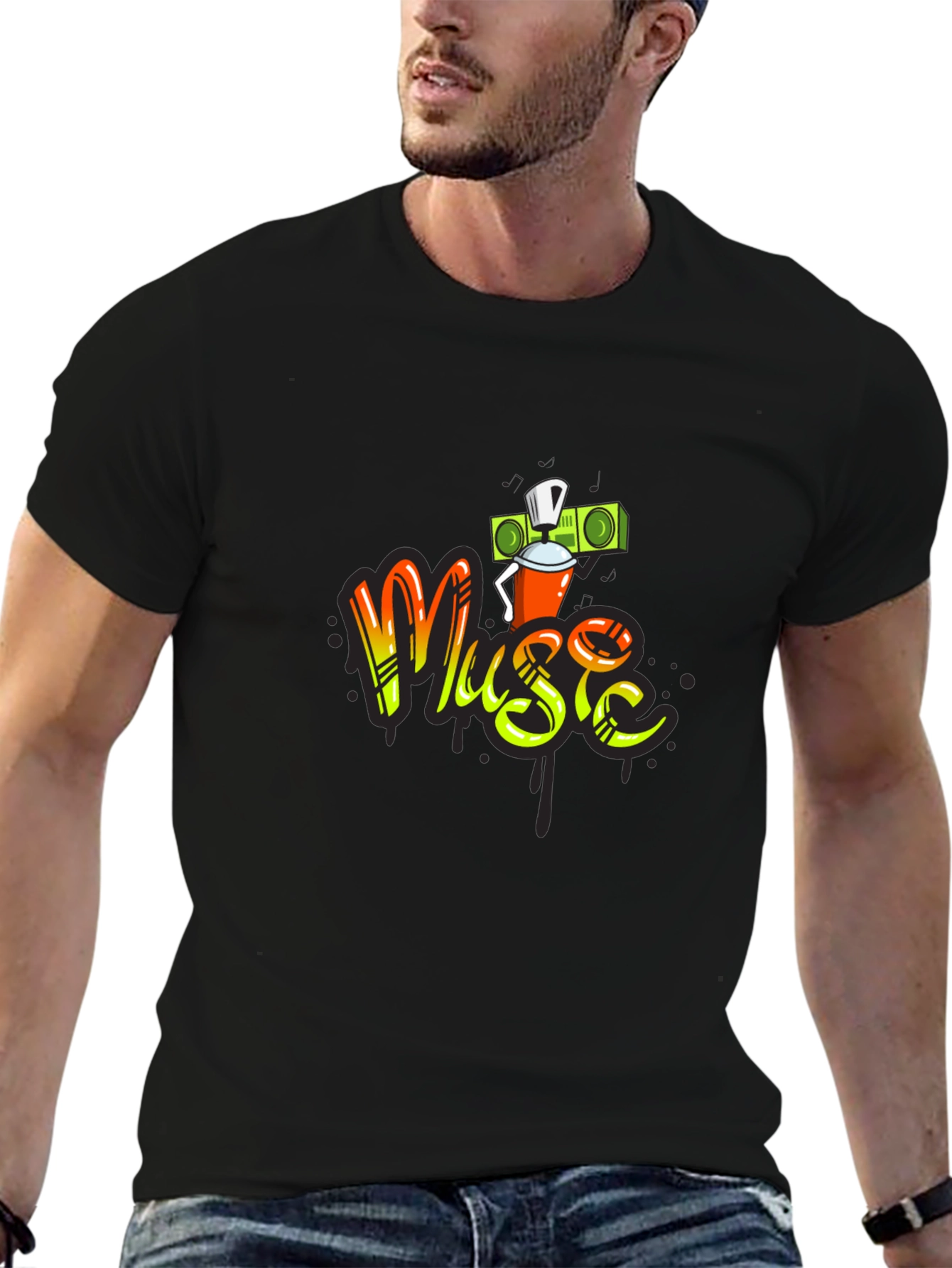 Black Music Graffiti T-Shirt - Urban Style Tee view 6