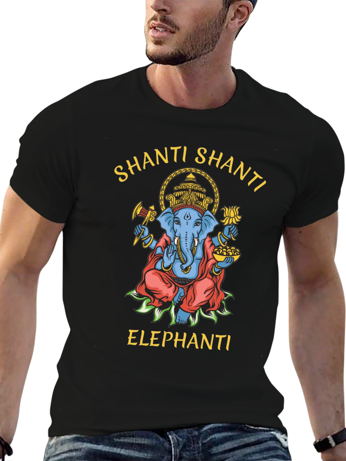 Black Shanti Elephant Graphic T-Shirt - Premium Cotton view 6