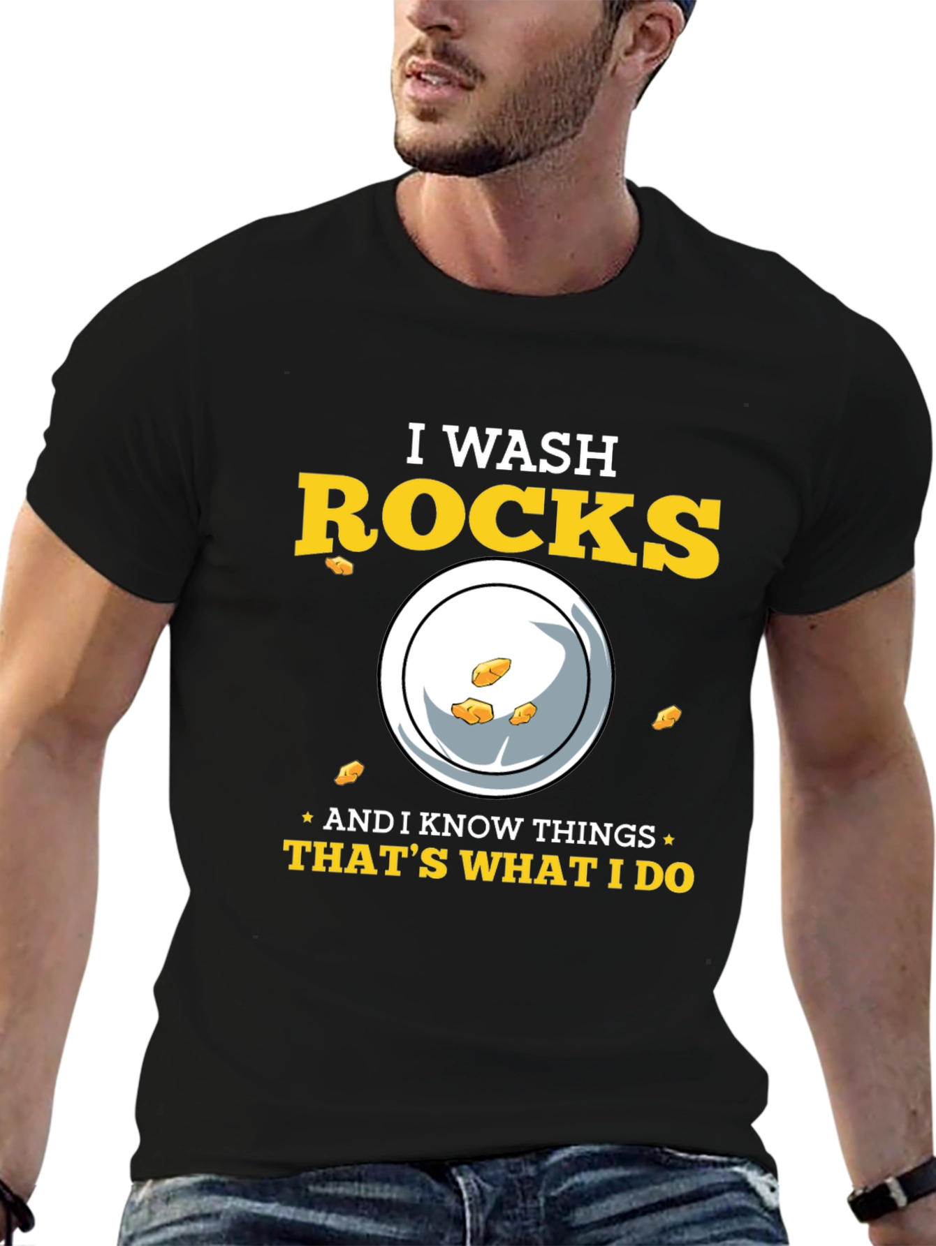 Black I Wash Rocks T-Shirt - Gold Prospecting Tee view 6