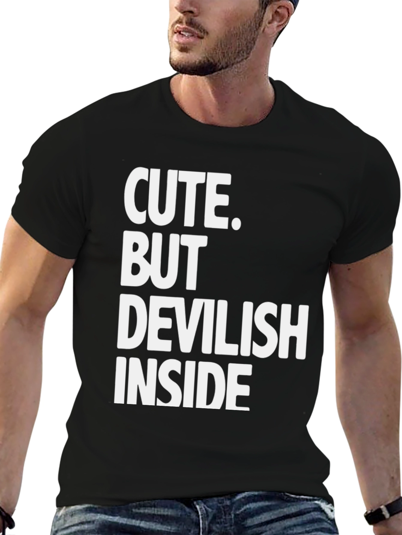 Black Cute But Devilish Inside Graphic Tee - Black view 6
