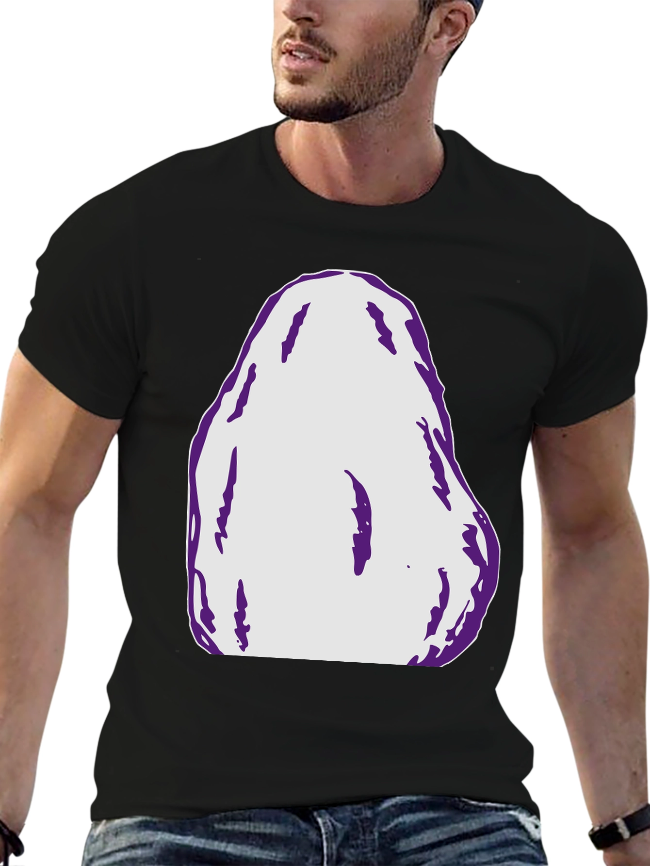 Black Abstract Graphic Tee - Bold Black Cotton T-Shirt view 6