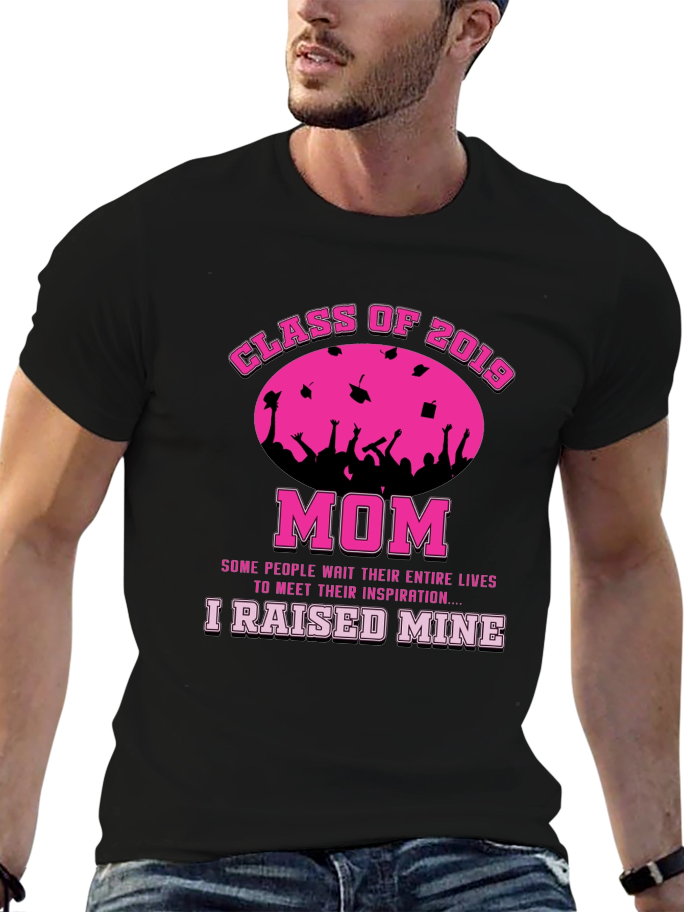 Black Class of 2019 Mom T-Shirt - Graduation Pride! view 6