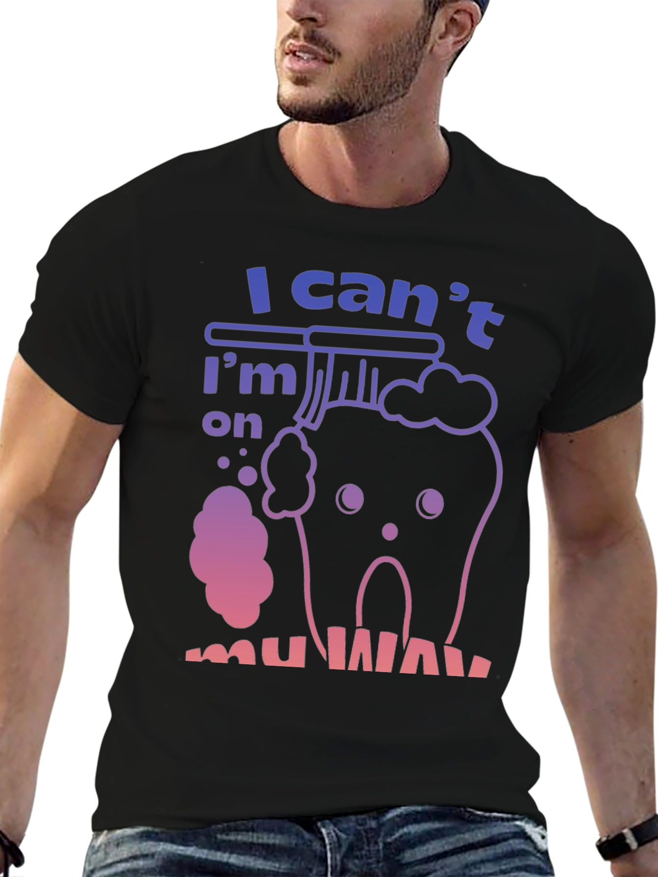 Black Funny Tooth T-Shirt - "I'm on my way" view 6