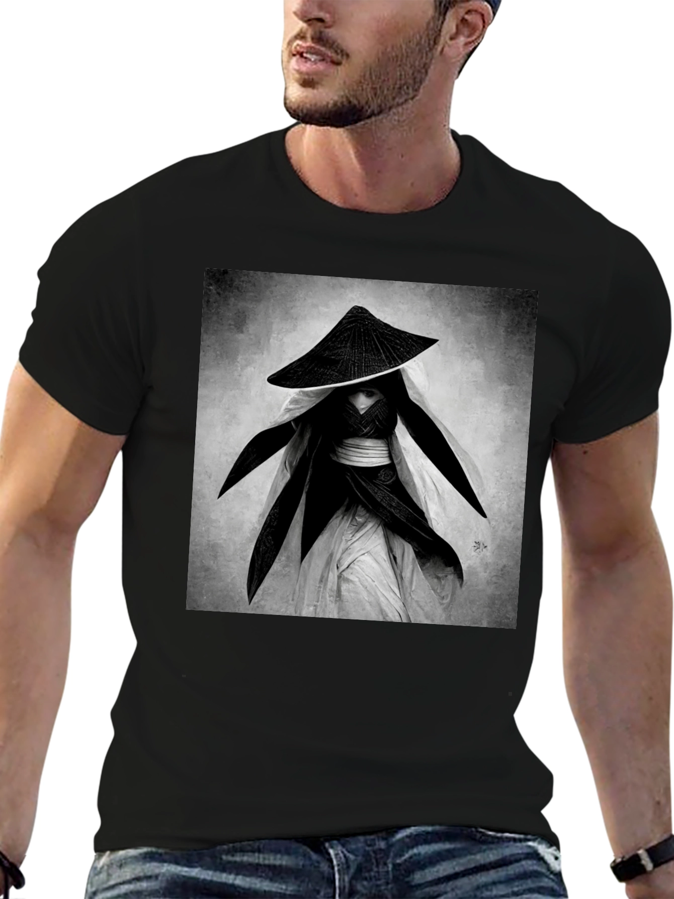 Black Samurai Warrior Graphic Tee - Black view 6