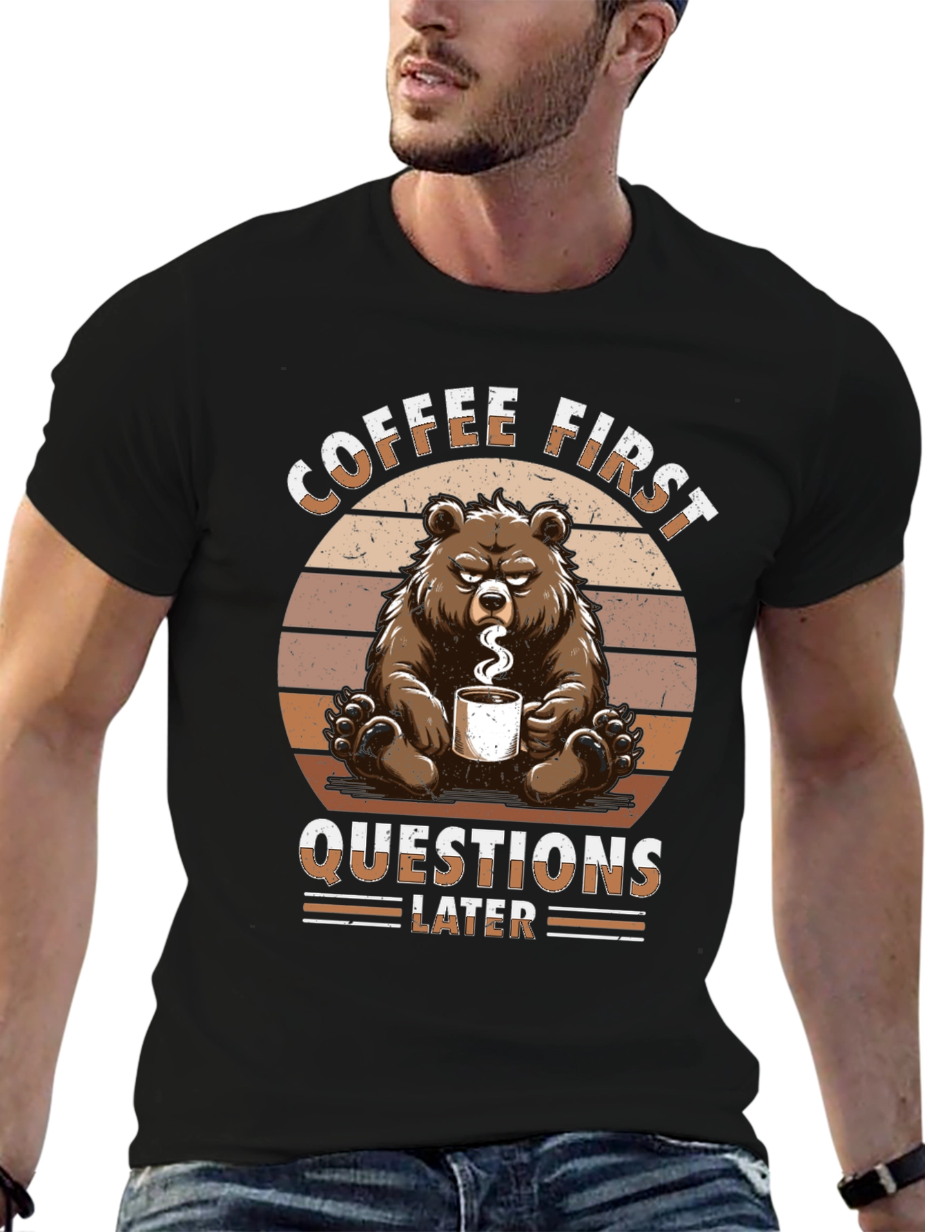 Black Coffee First Bear Graphic T-Shirt view 6