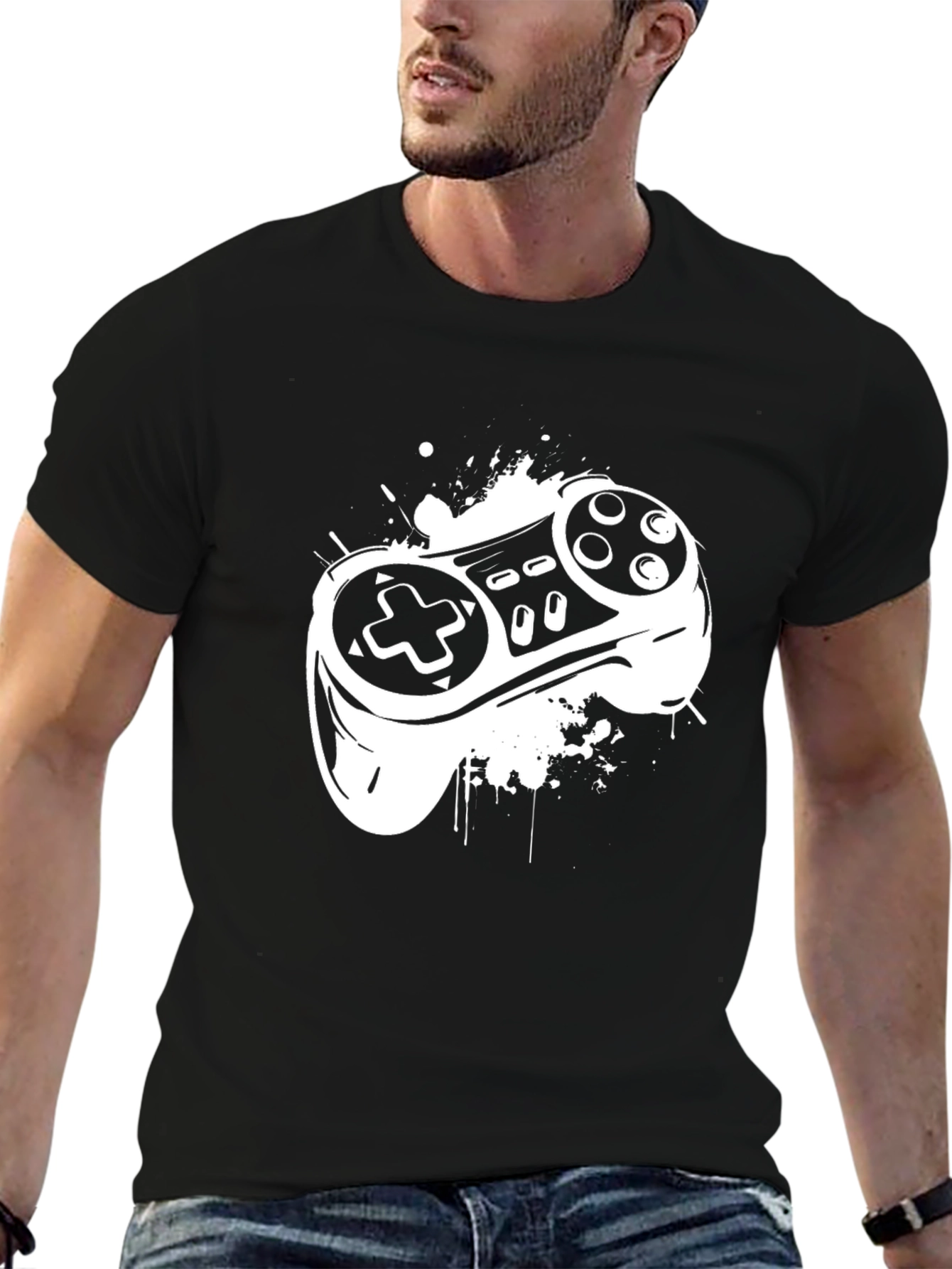Black Gaming Controller Graphic Tee - Black view 6