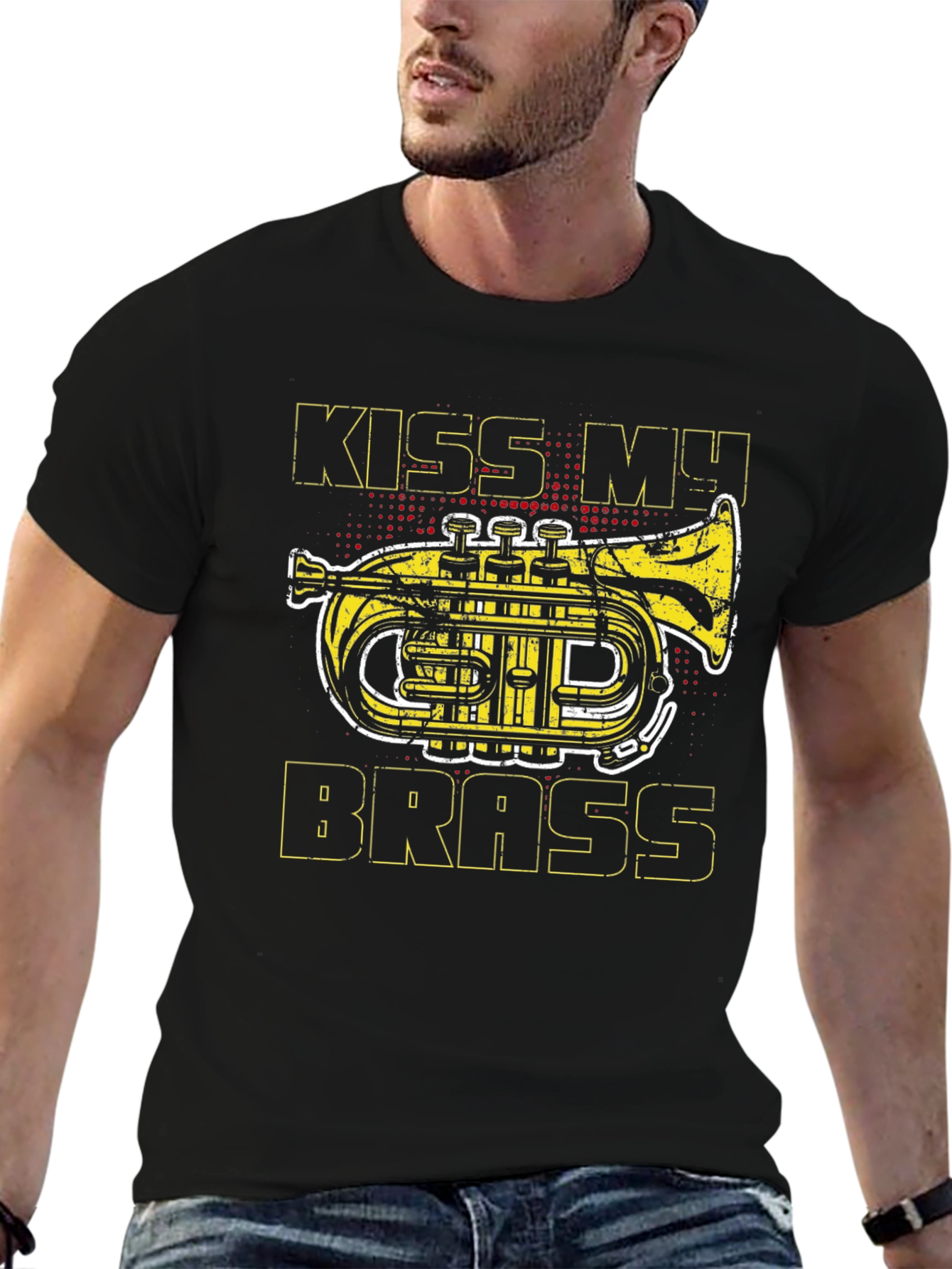 Black Kiss My Brass T-Shirt - Music Humor Tee view 6