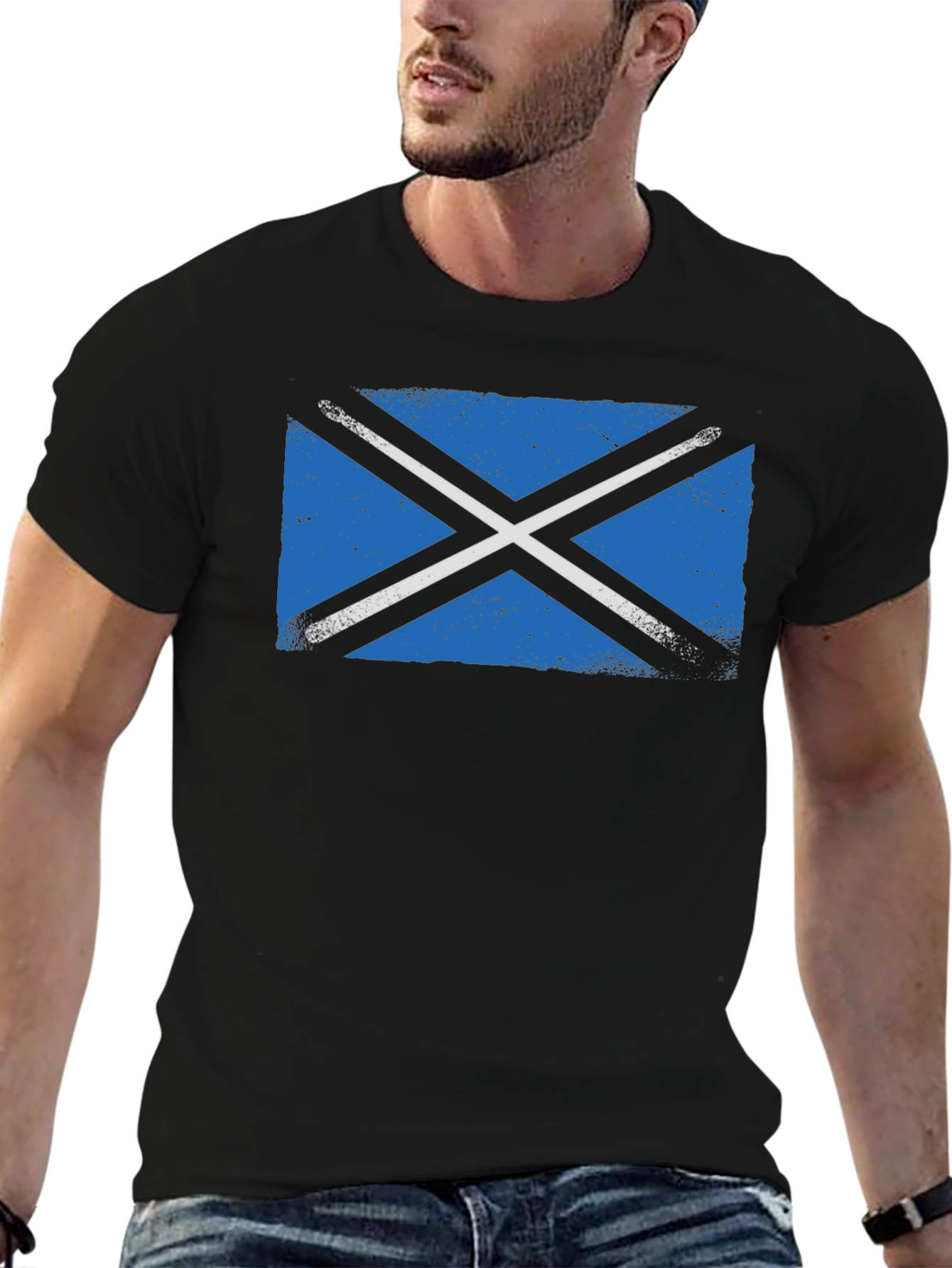 Black Scottish Flag Black T-Shirt view 6