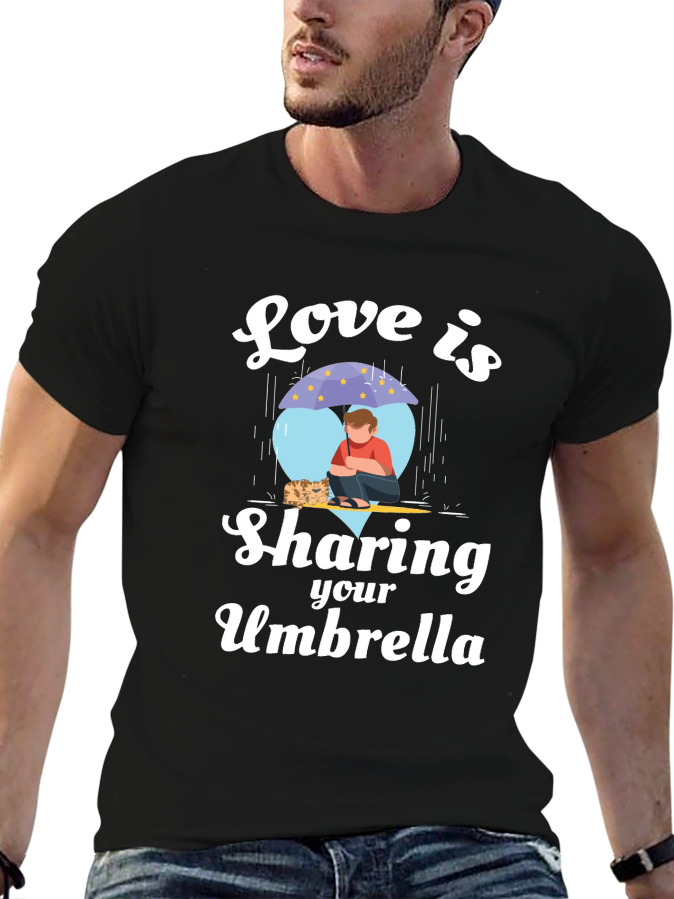 Black Love is Sharing Your Umbrella Black T-Shirt view 6