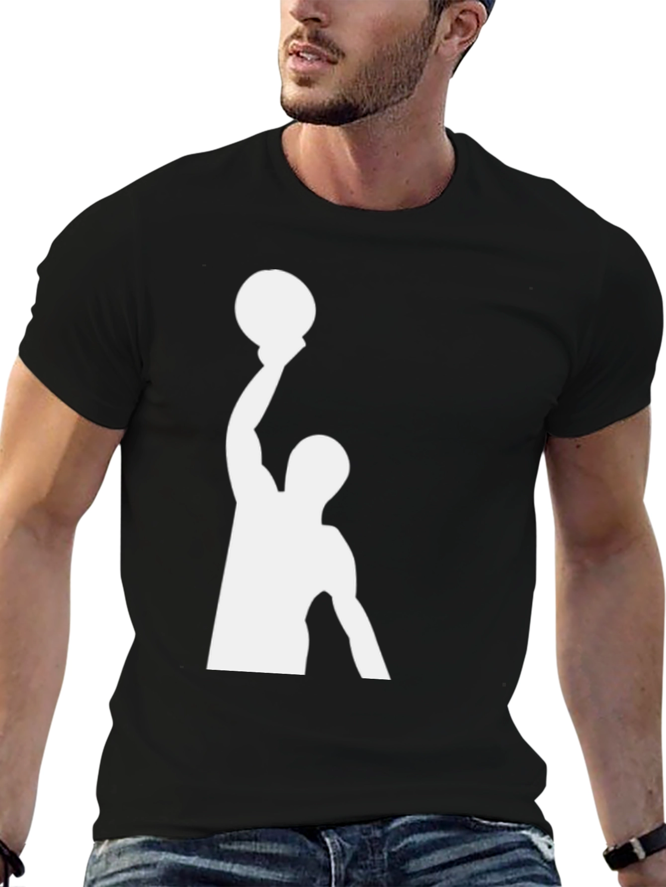 Black Basketball Player Graphic Tee - Black Cotton T-Shirt view 6