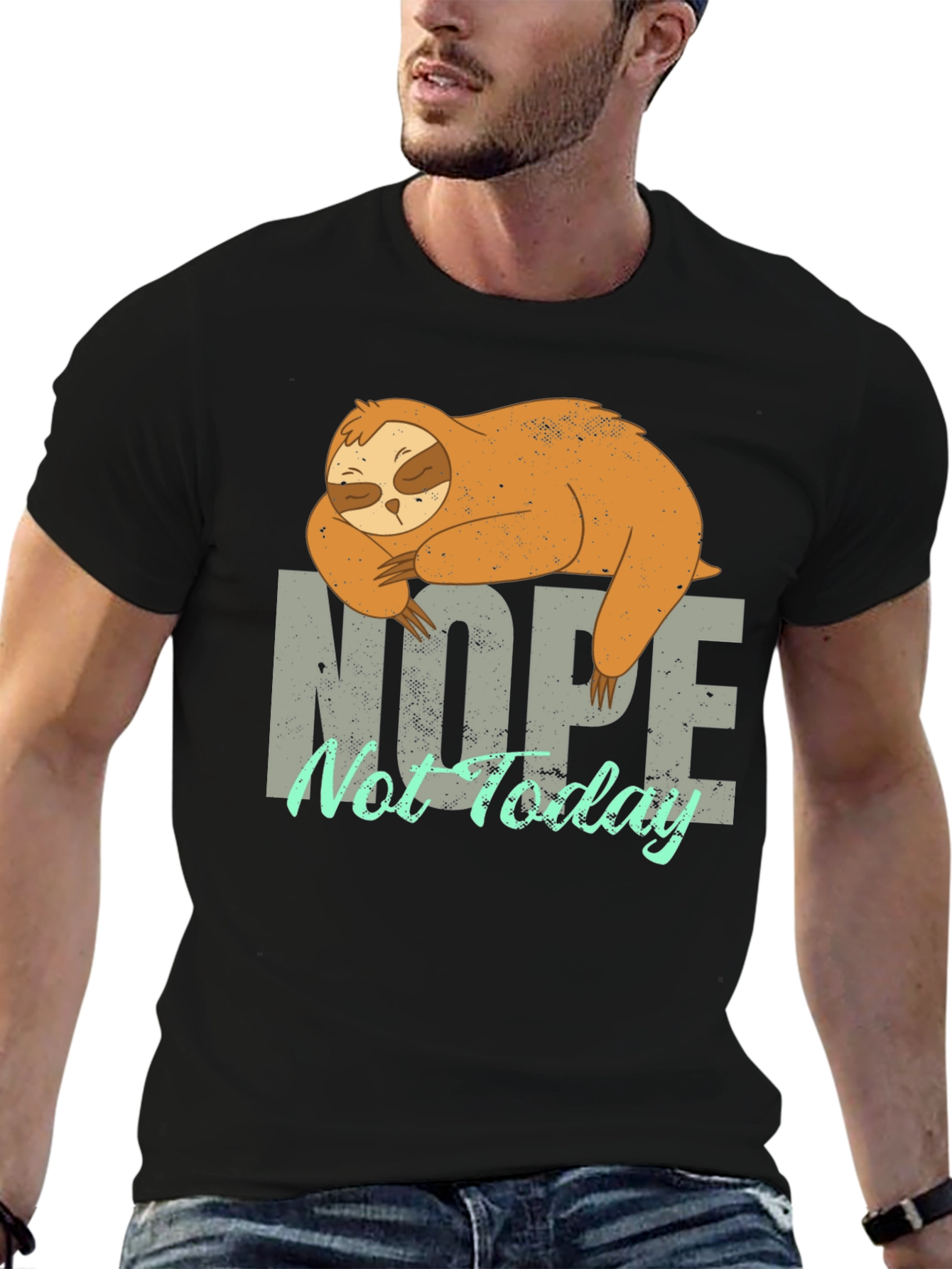 Black Nope Not Today Sloth Graphic T-Shirt - Lazy Day Apparel view 6