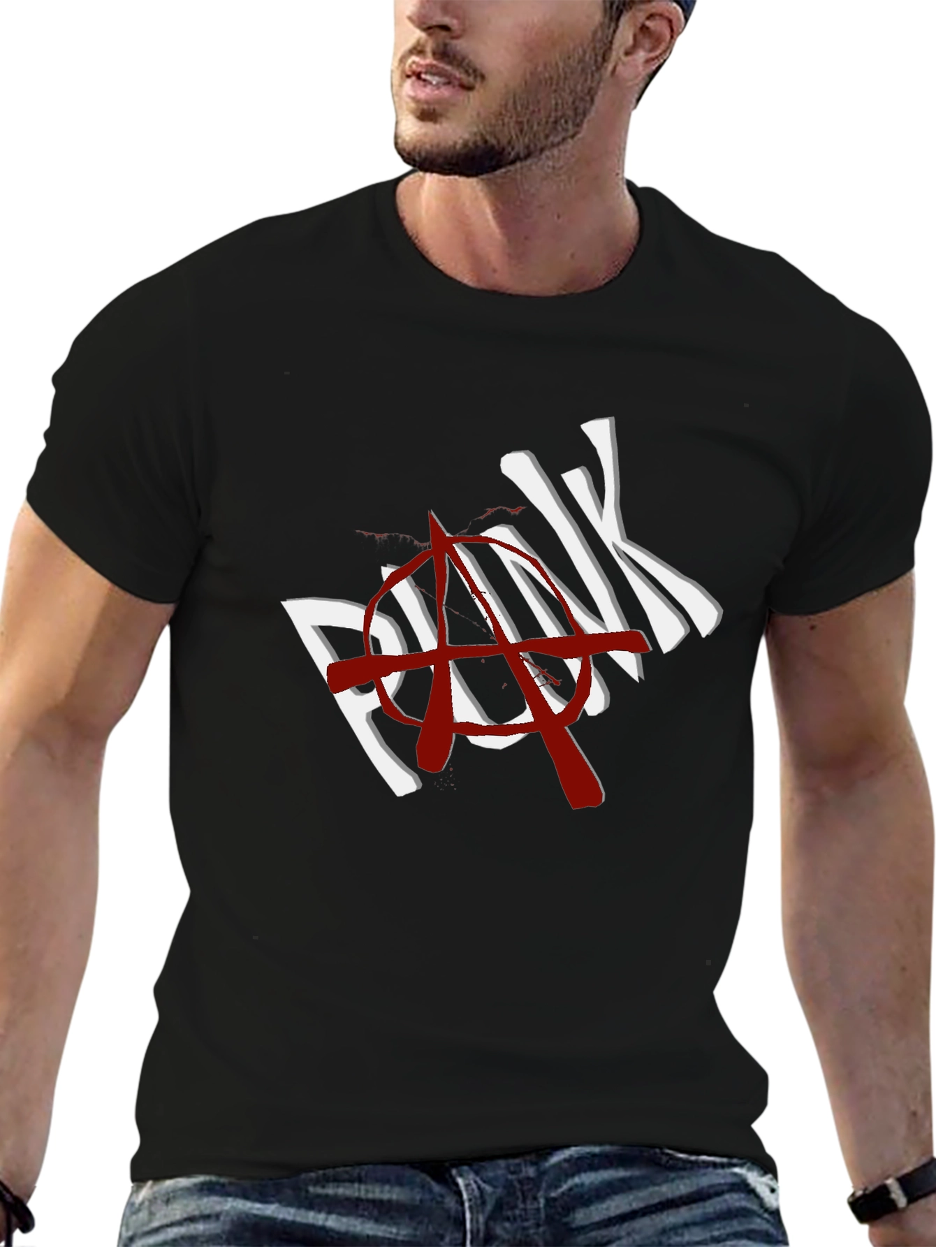 Black Punk Anarchy Graphic T-Shirt - Black view 6