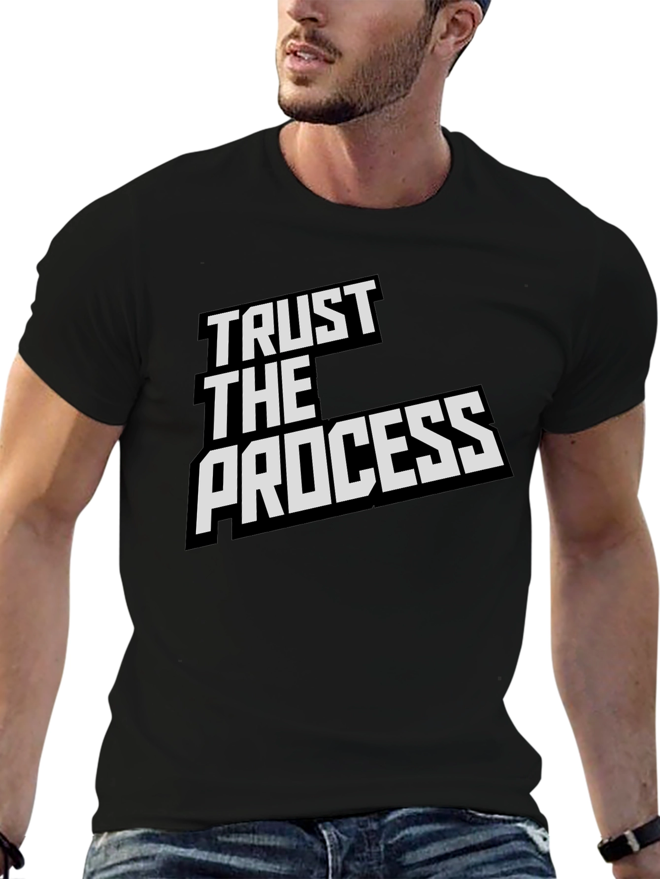 Black Trust The Process Black Graphic T-Shirt view 6