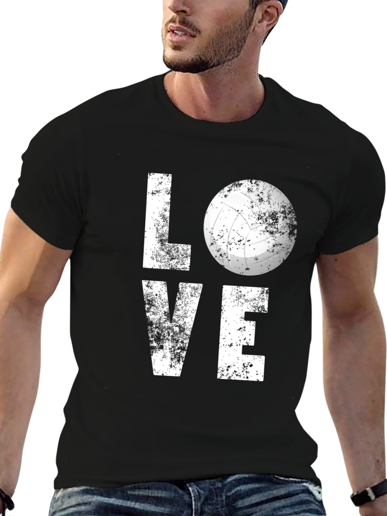 Black Love Volleyball Graphic Tee - Black Cotton Blend view 6