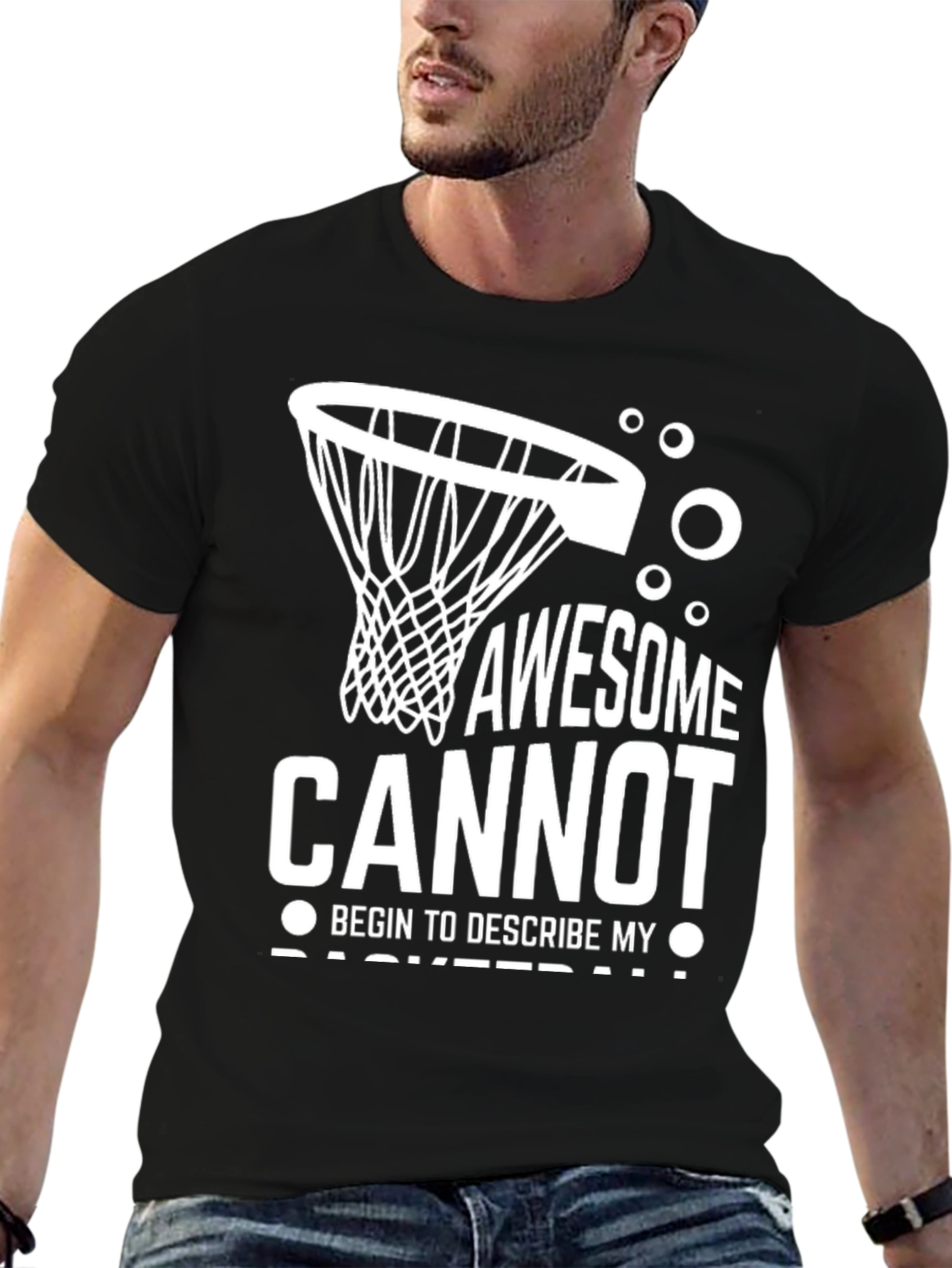 Black Awesome Basketball Graphic Tee - Black view 6