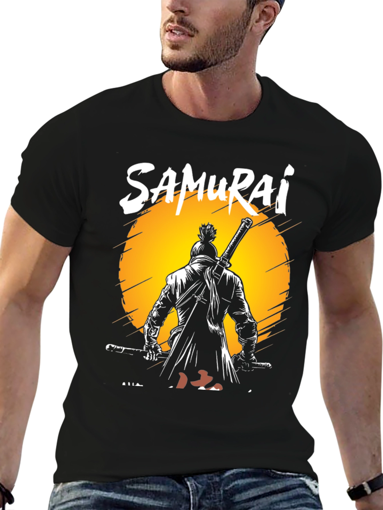 Black Samurai Warrior Graphic Tee - Martial Arts T-Shirt view 6