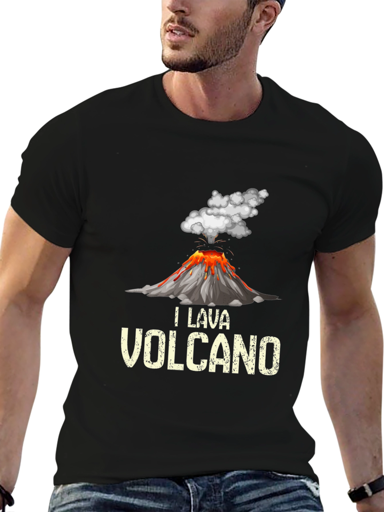 Black Volcano Lava T-Shirt - Unique Graphic Tee view 6
