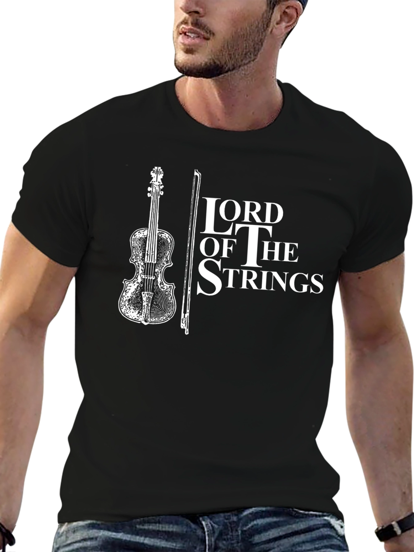 Black Lord of the Strings T-Shirt - Musician Apparel view 6