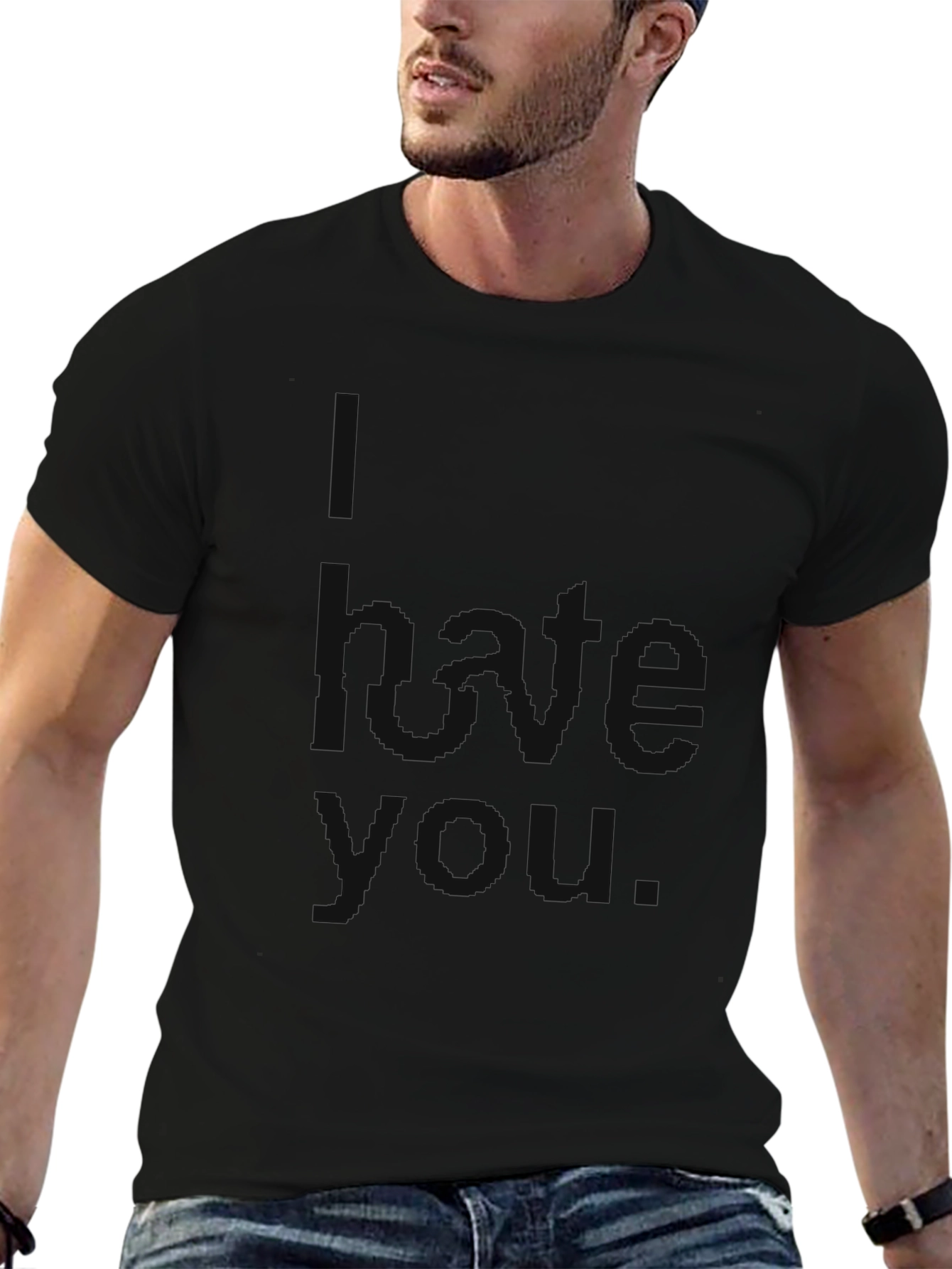 Black Men's Black Graphic Tee - I Hate You view 6