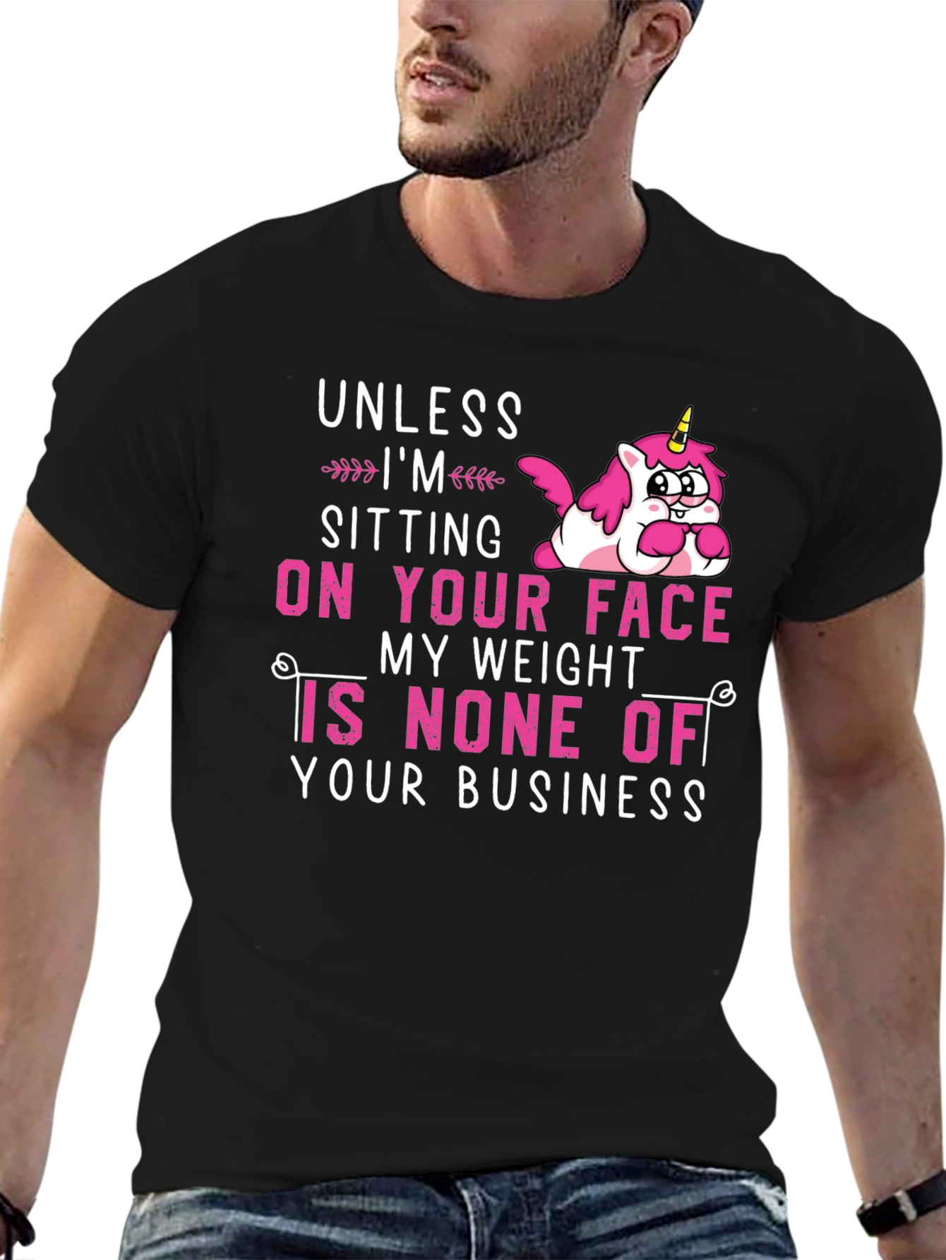 Black Unicorn Graphic T-Shirt: My Weight is None of Your Business view 6