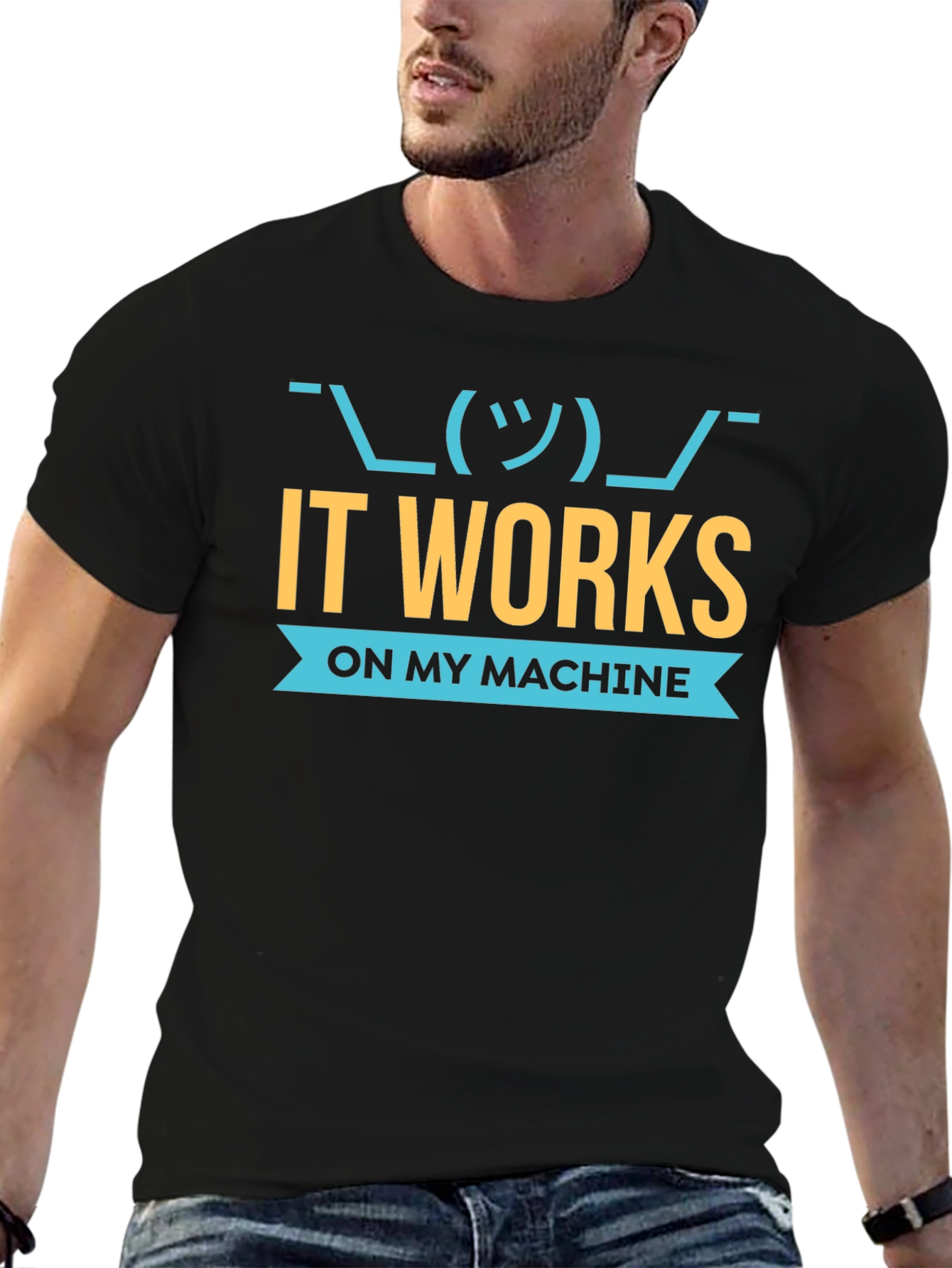 Black It Works On My Machine Programmer T-Shirt view 6