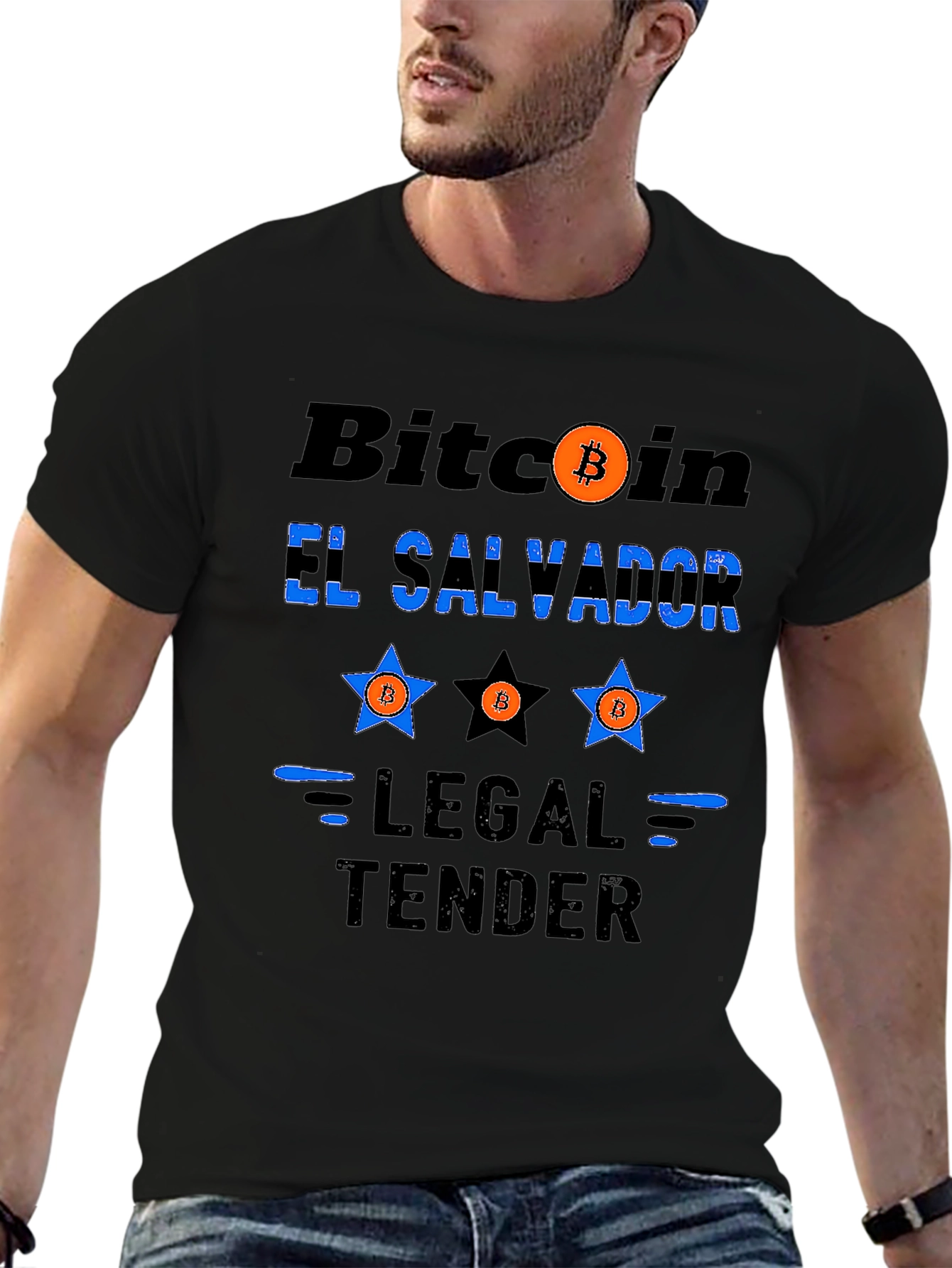 Black Bitcoin El Salvador Legal Tender Graphic T-Shirt view 6