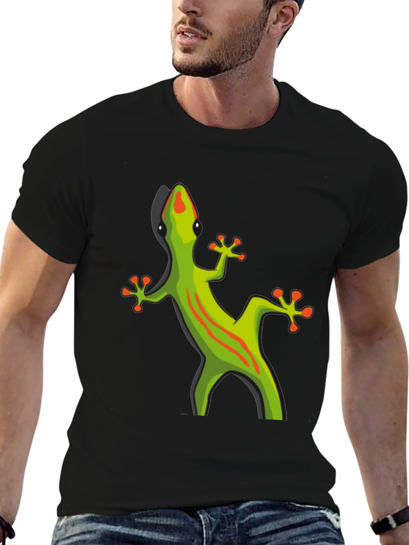 Black Black T-Shirt with Gecko Graphic view 6