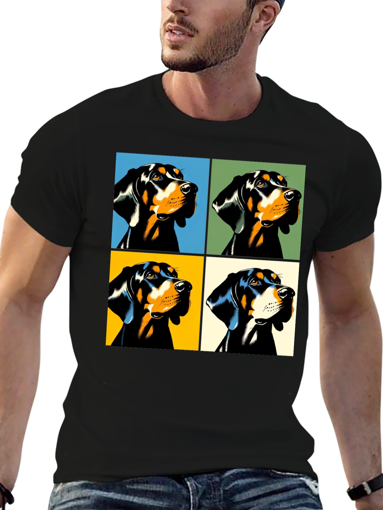 Black Pop Art Dog T-Shirt - Modern Style view 6