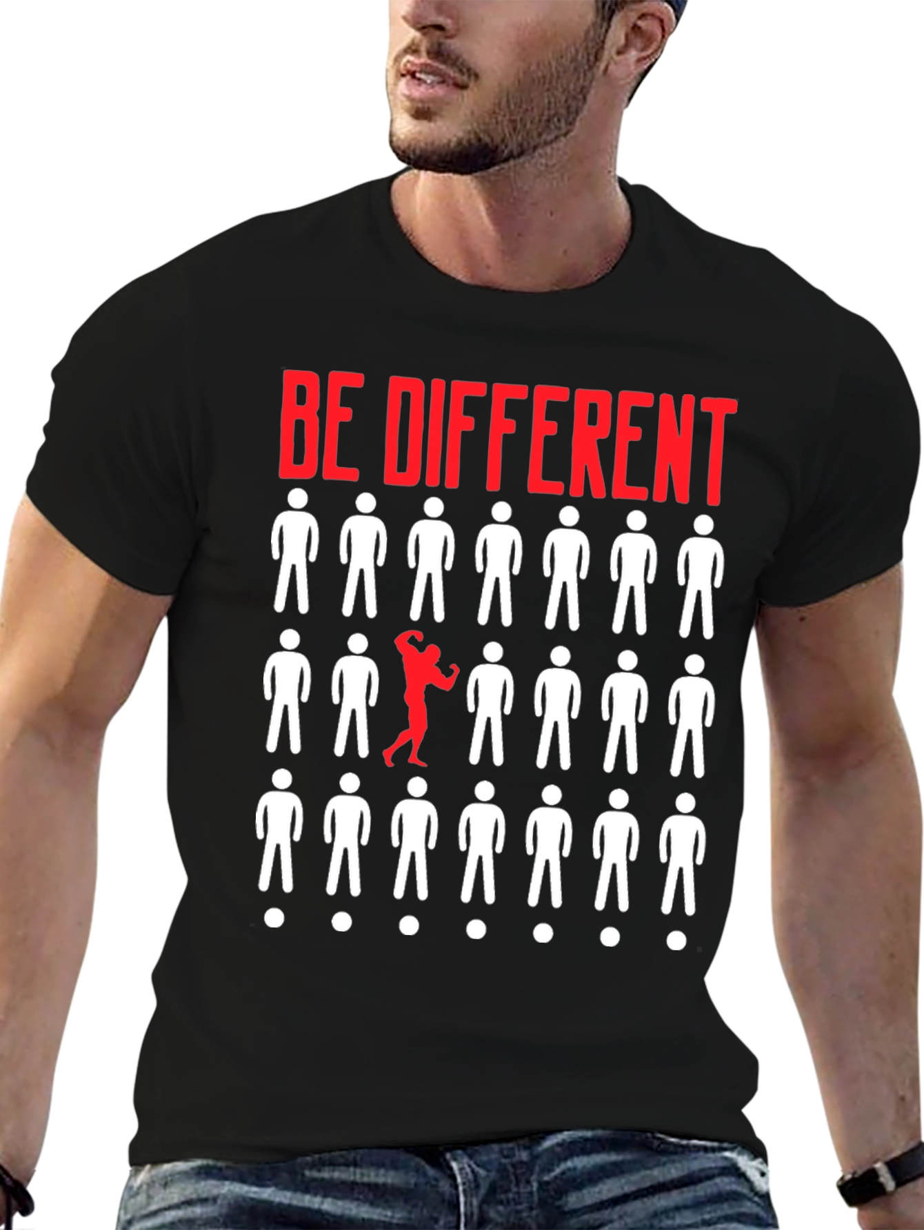 Black Be Different Graphic T-Shirt - Black view 6