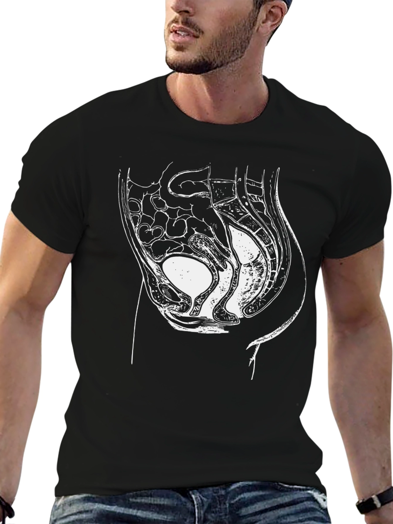 Black Anatomical Reproductive System Unisex T-Shirt view 6