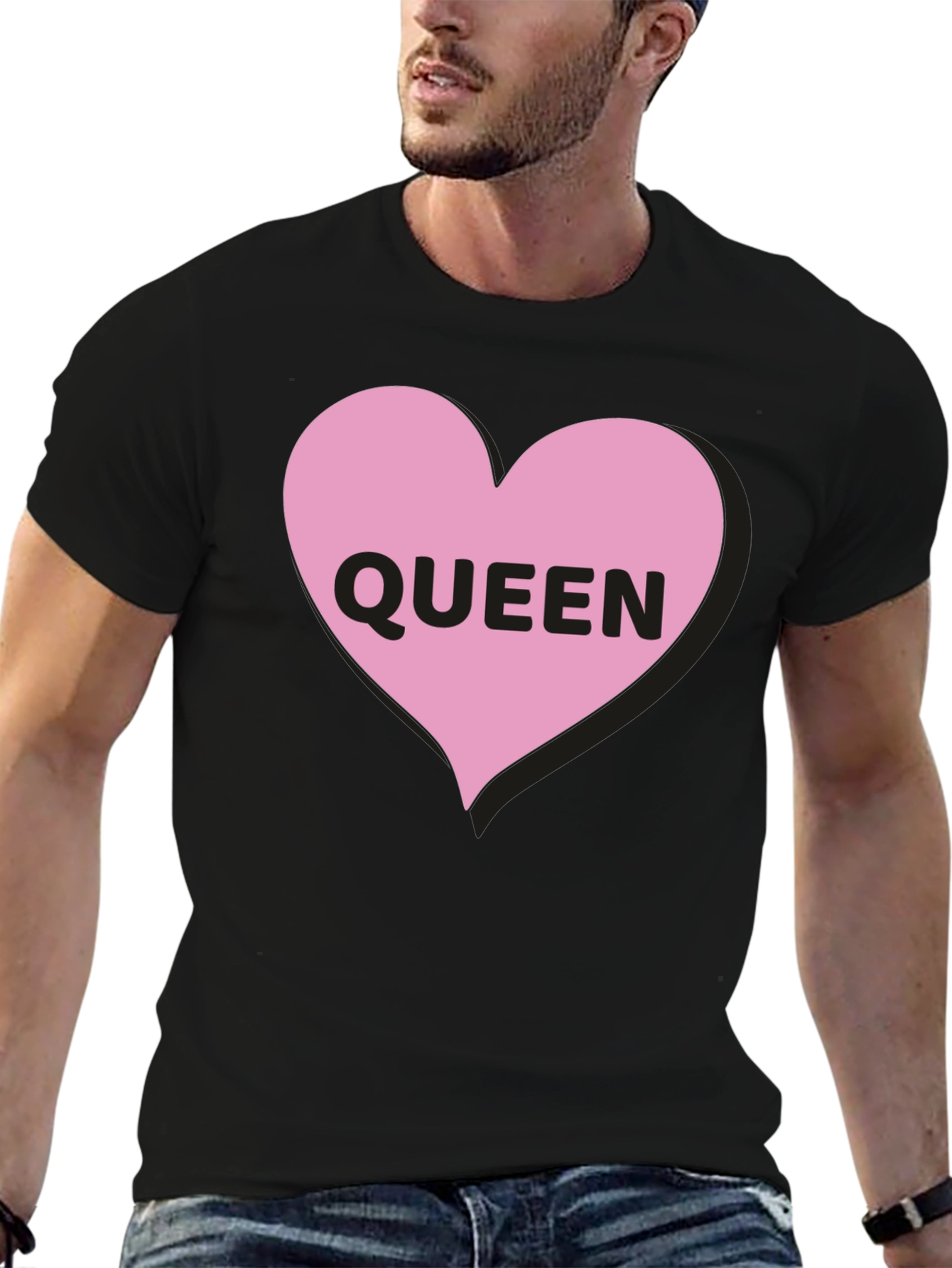 Black Queen Heart Graphic Black T-Shirt view 6
