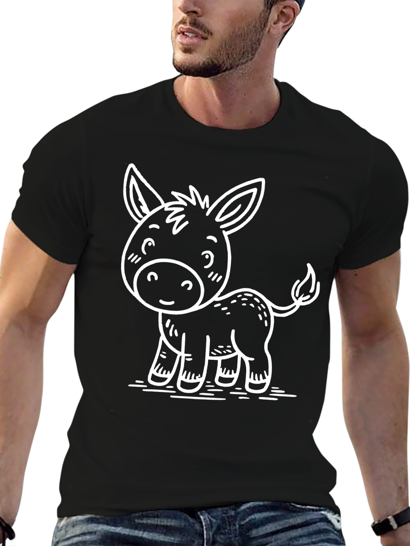 Black Cute Donkey Graphic Tee - Black view 6