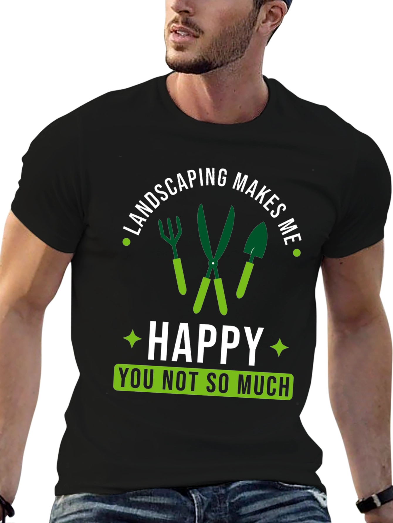 Black Landscaping Makes Me Happy T-Shirt view 6