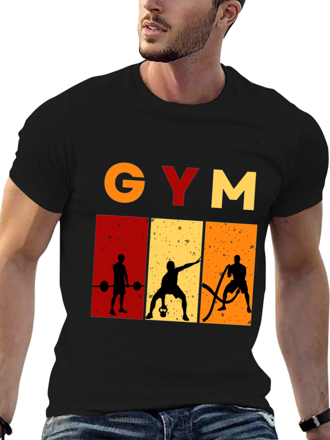 Black Gym Motivation Graphic Tee - Fitness Workout Shirt view 6
