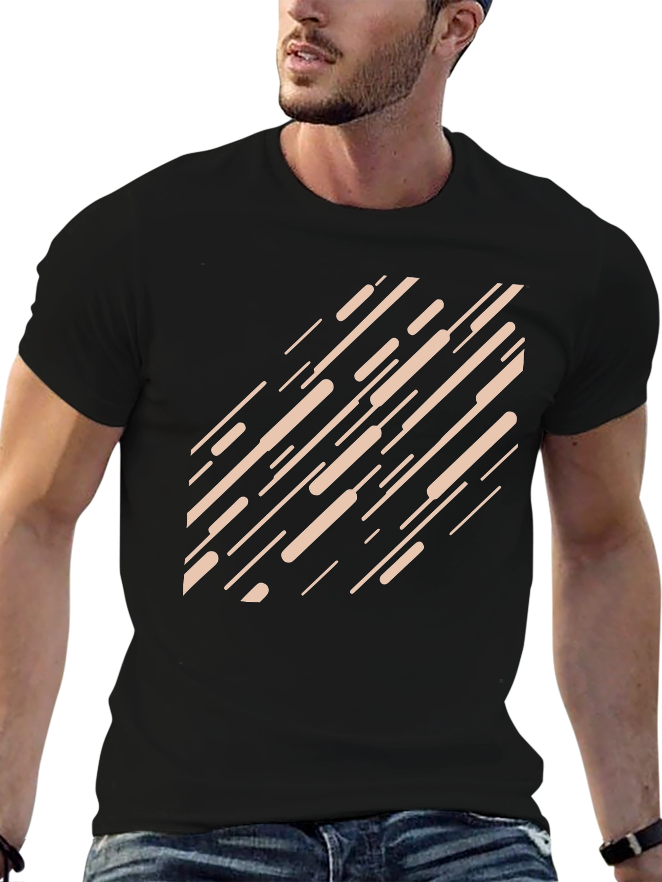 Black Modern Graphic Print Black T-Shirt view 6