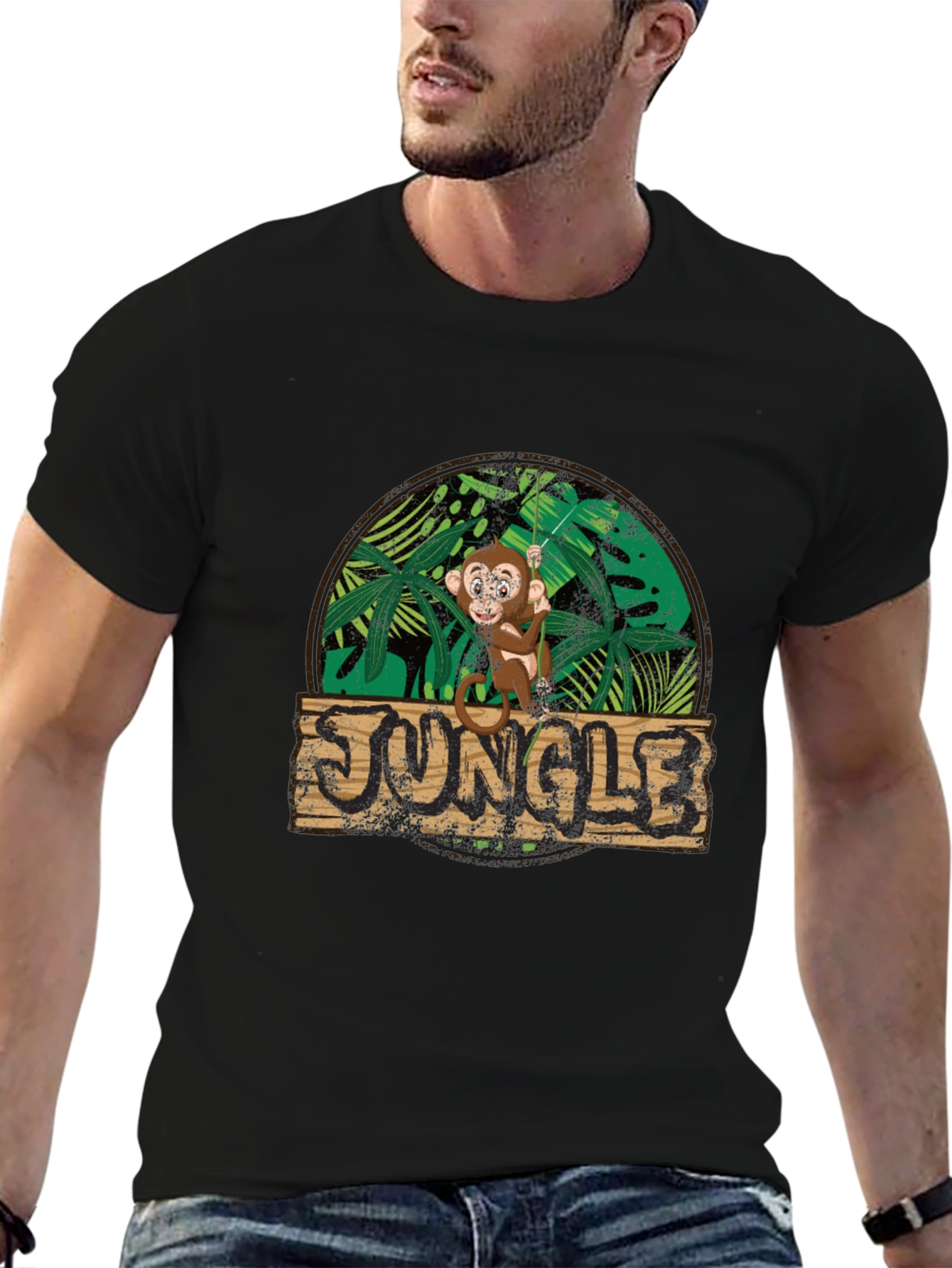 Black Jungle Monkey Graphic Tee - Funky Design view 6