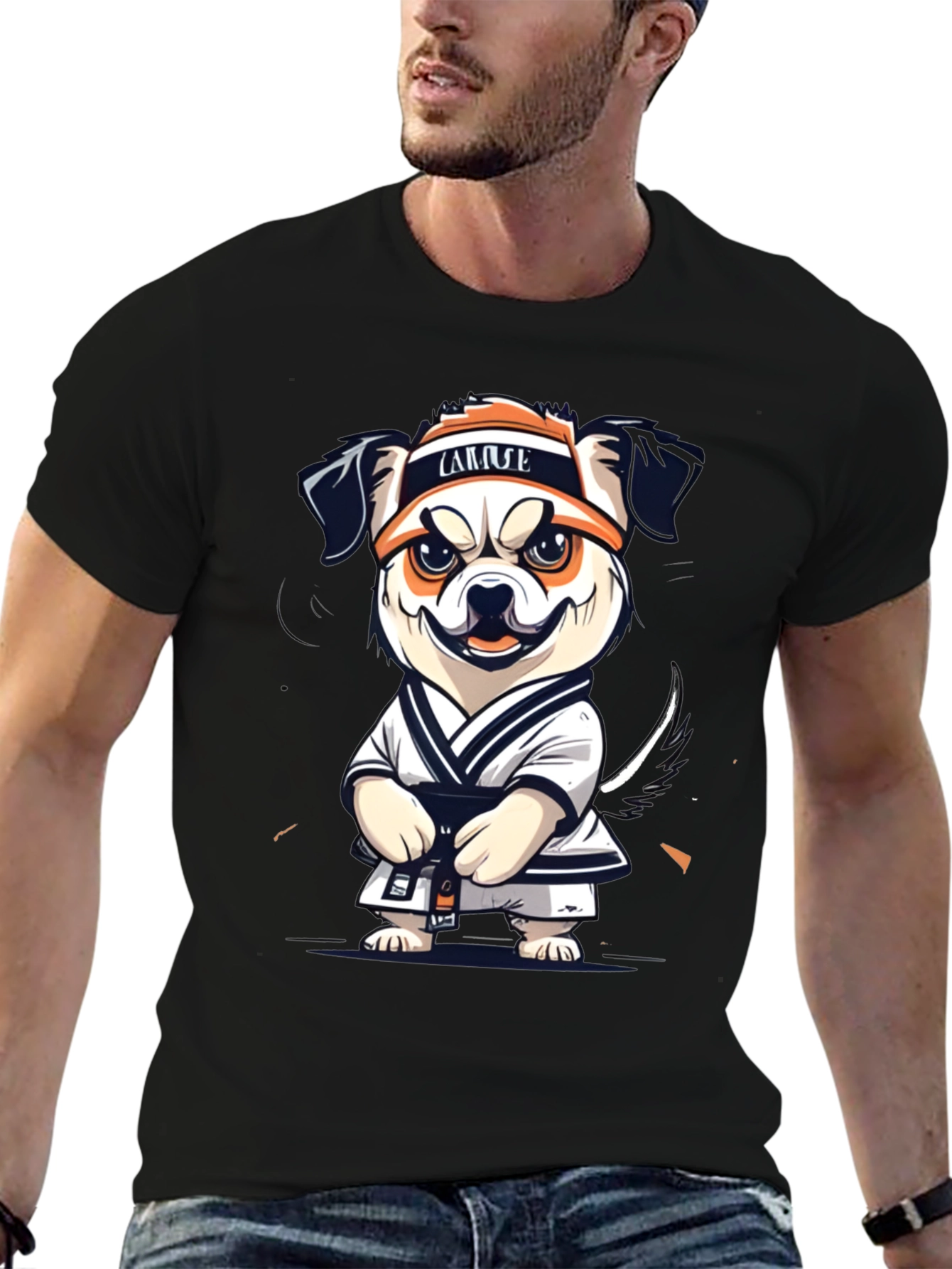 Black Karate Dog Graphic T-Shirt view 6