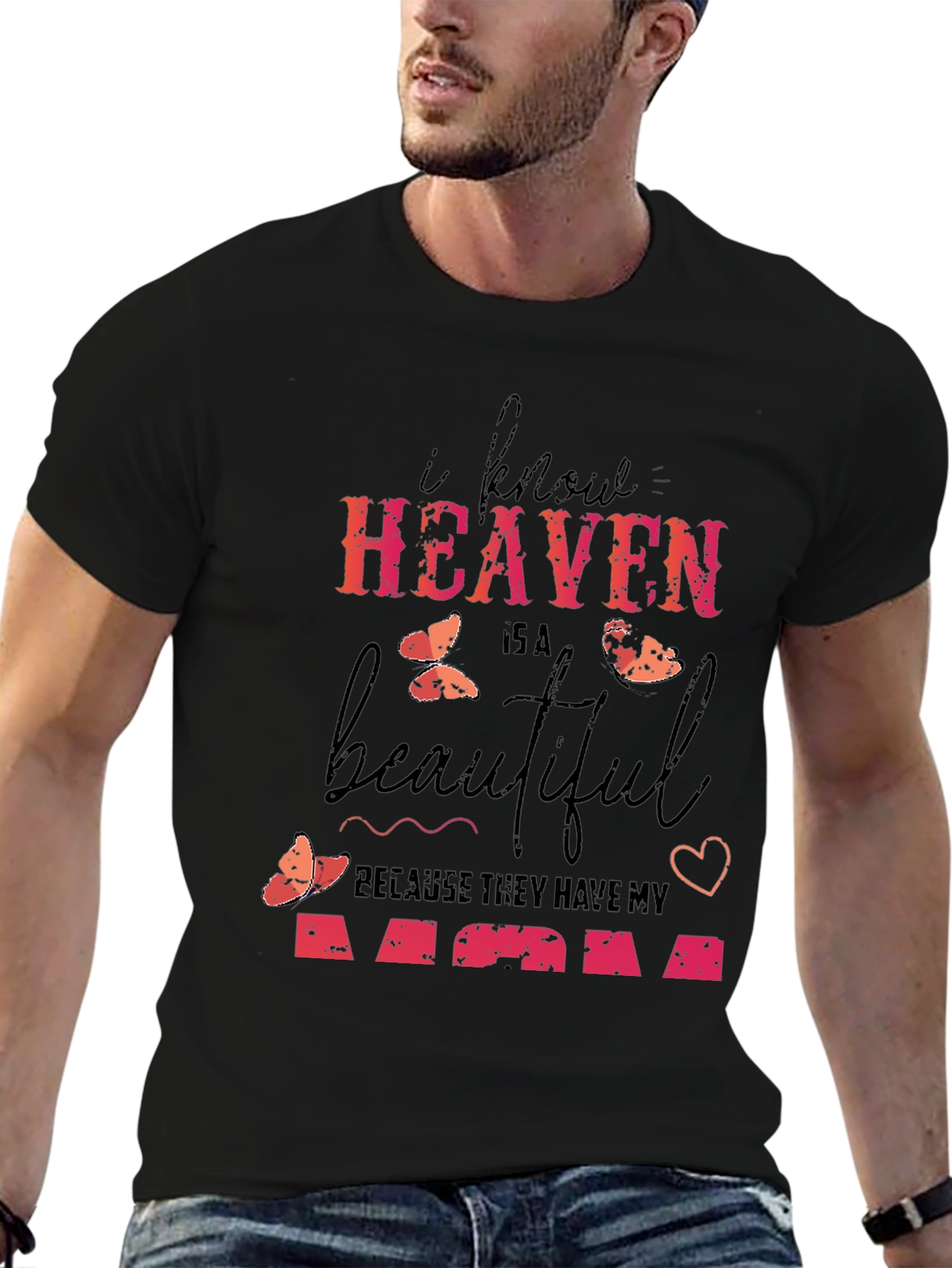 Black Heaven Has My Mom Graphic Tee view 6