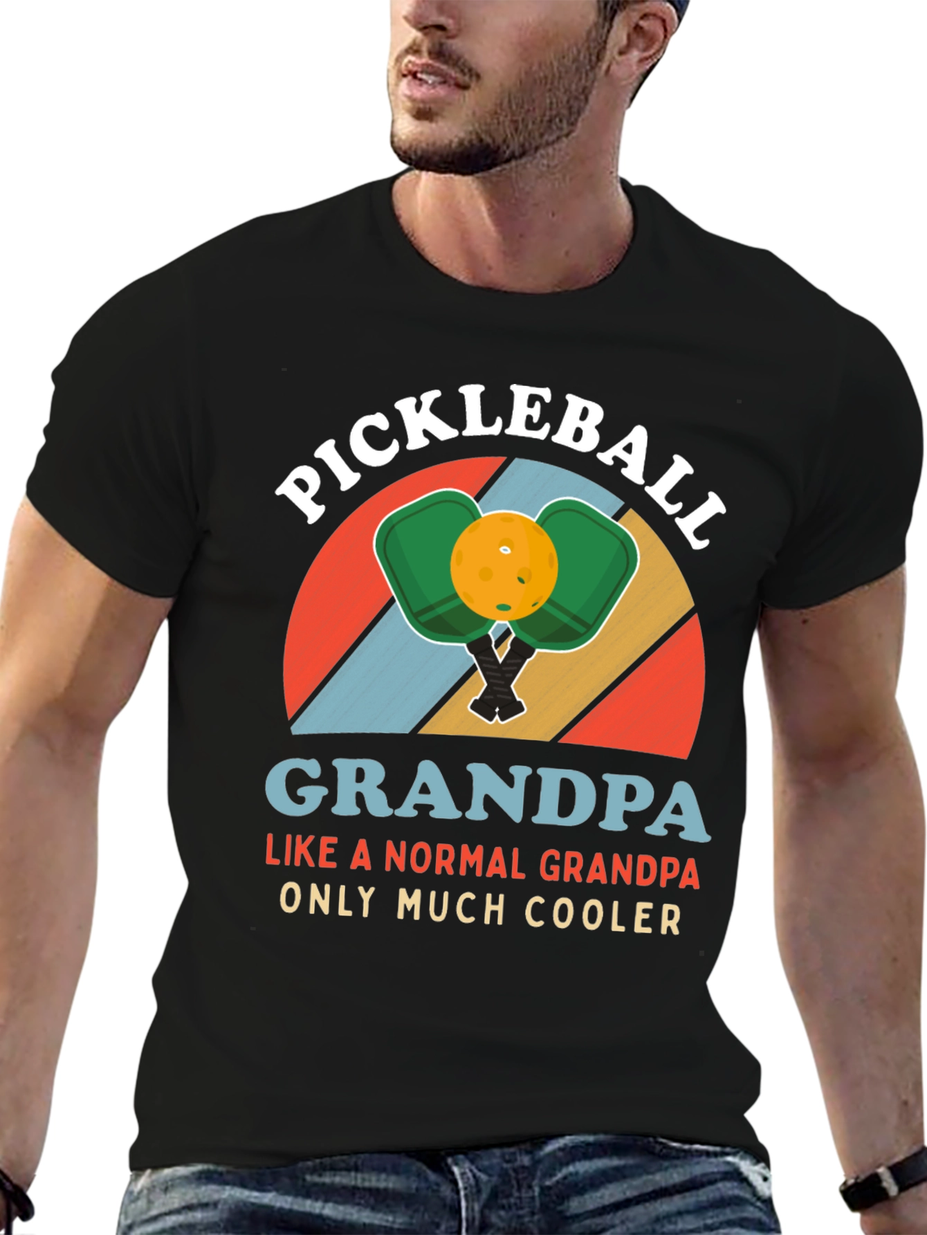 Black Pickleball Grandpa T-Shirt - Much Cooler Than Normal! view 6