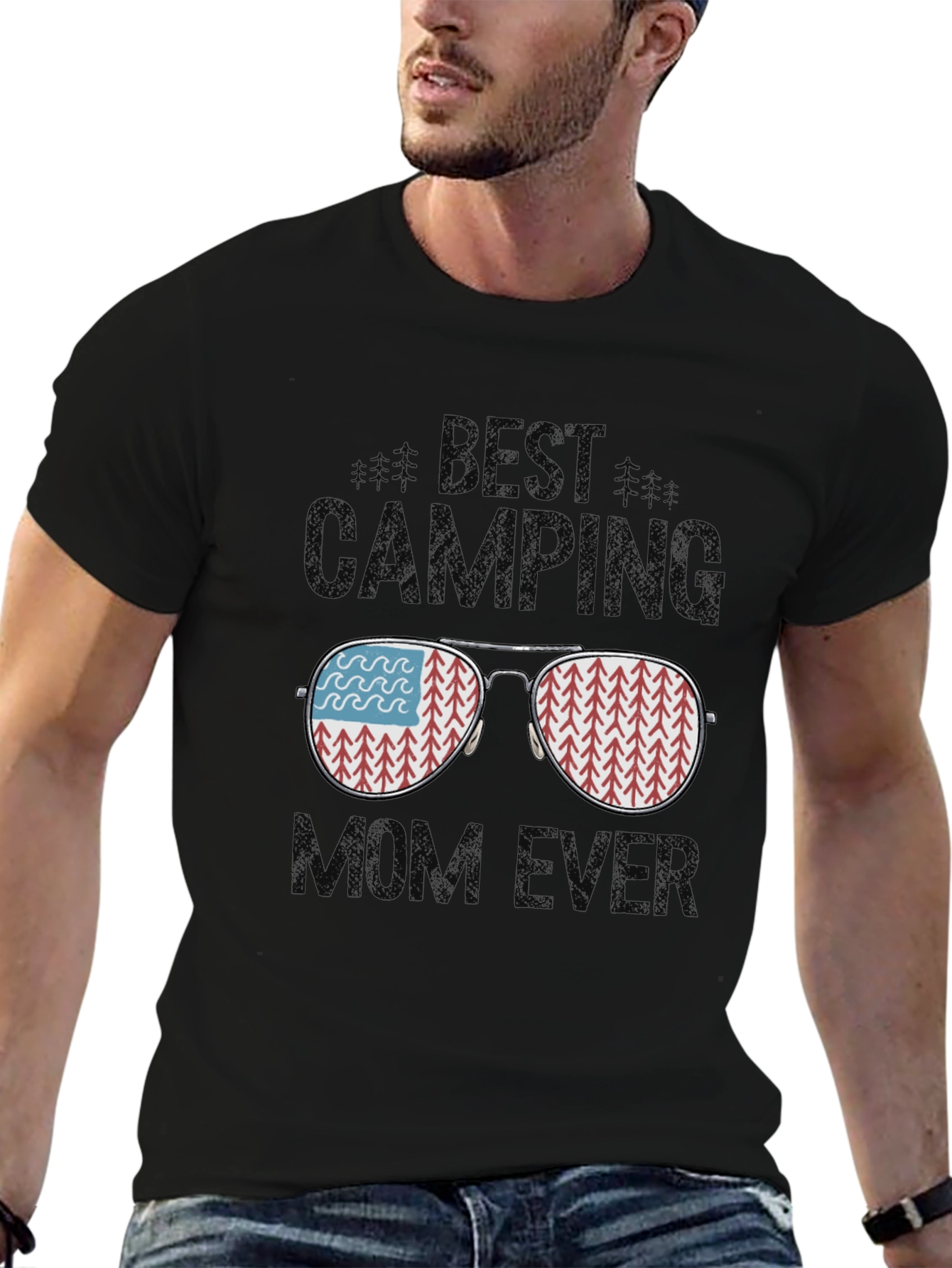 Black Best Camping Mom Ever T-Shirt view 6