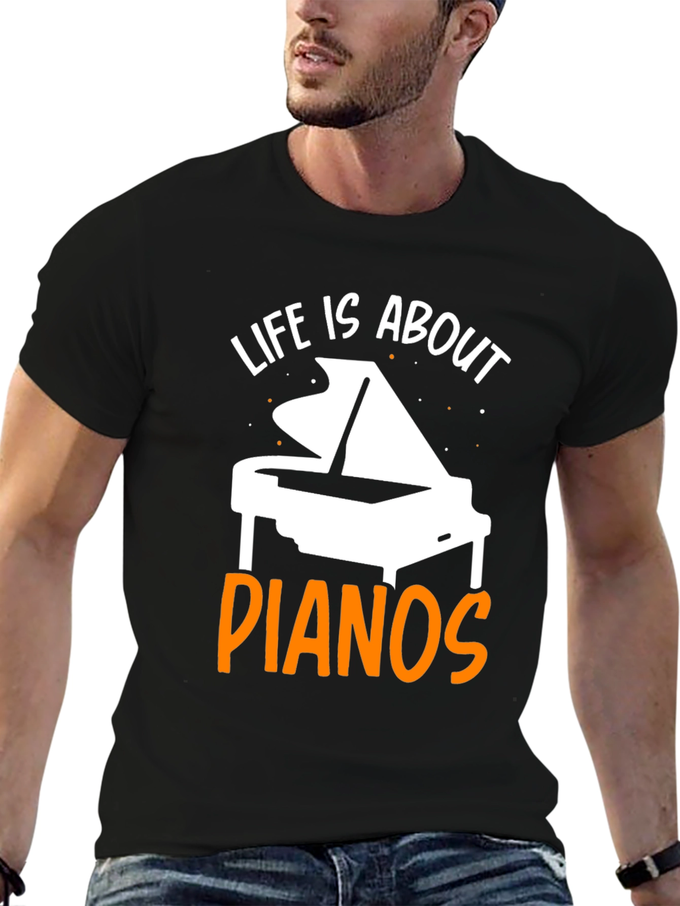 Black Life Is About Pianos Black T-Shirt view 6