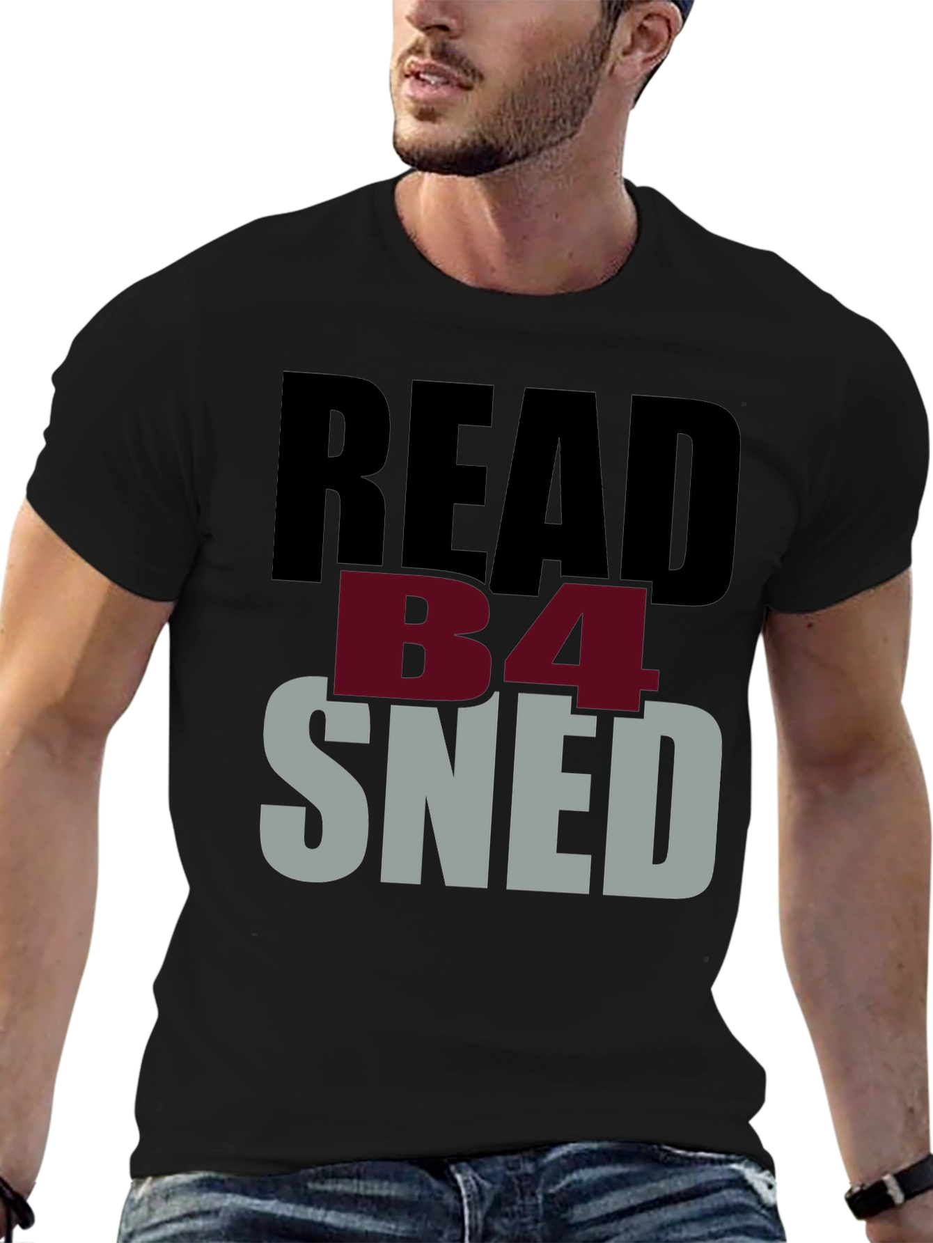 Black Read B4 Sned Black Graphic Tee Shirt view 6