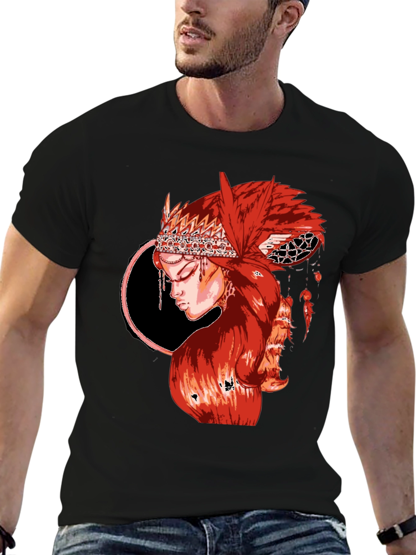 Black Red Haired Woman Graphic T-Shirt view 6