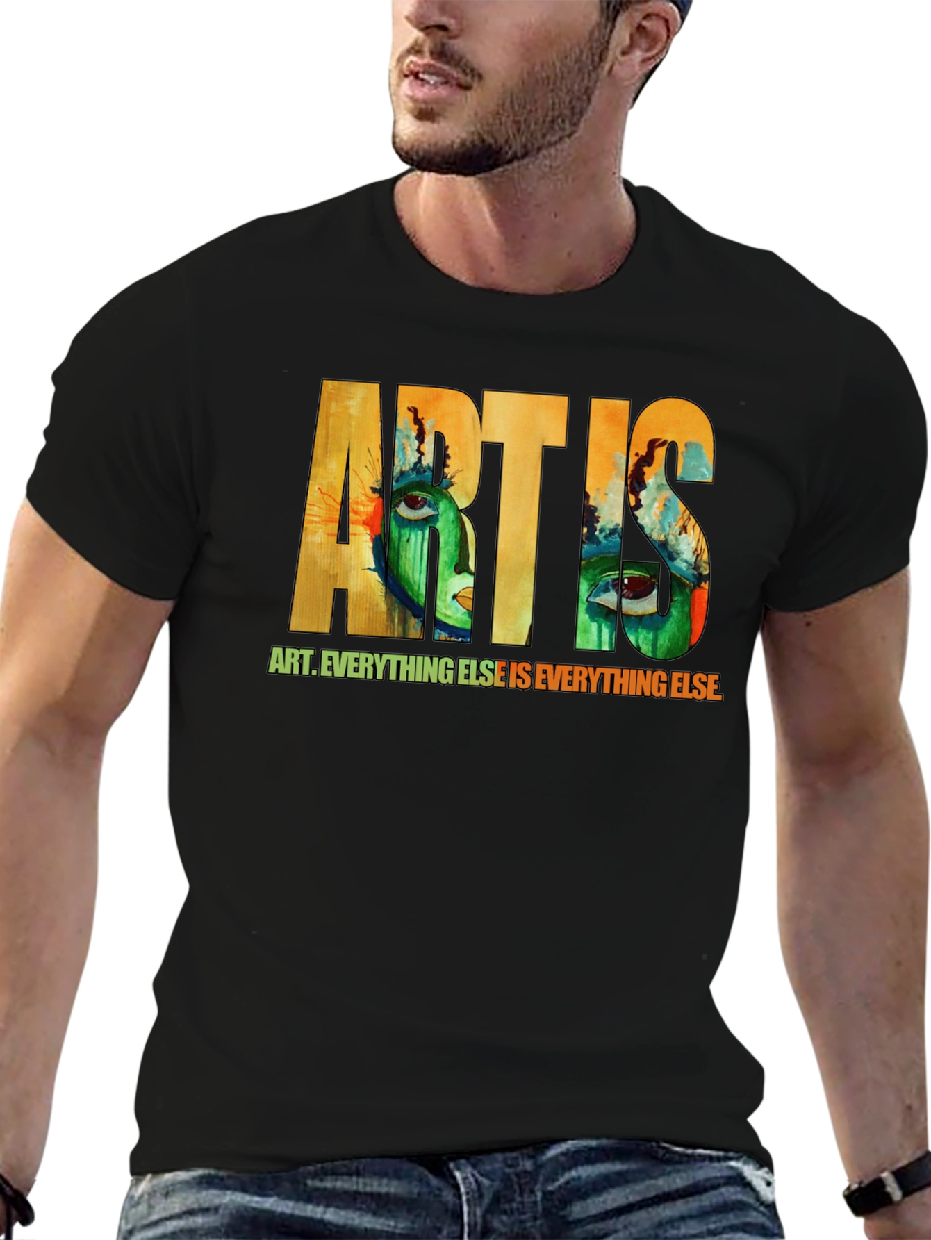 Black Abstract Art T-Shirt - Express Yourself view 6